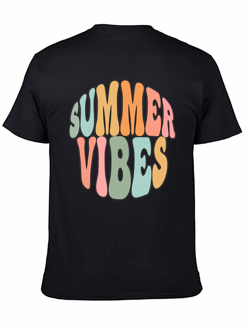 Summer Vibes Graphic Tee - Retro Style Black T-Shirt