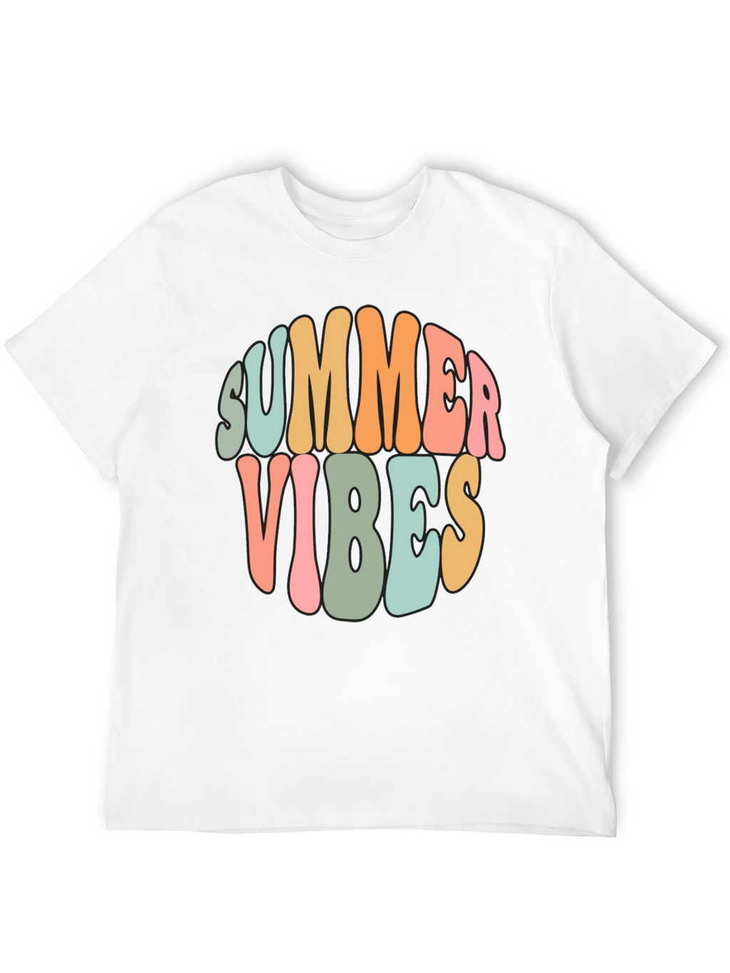 Summer Vibes Graphic Tee - Retro Style Black T-Shirt