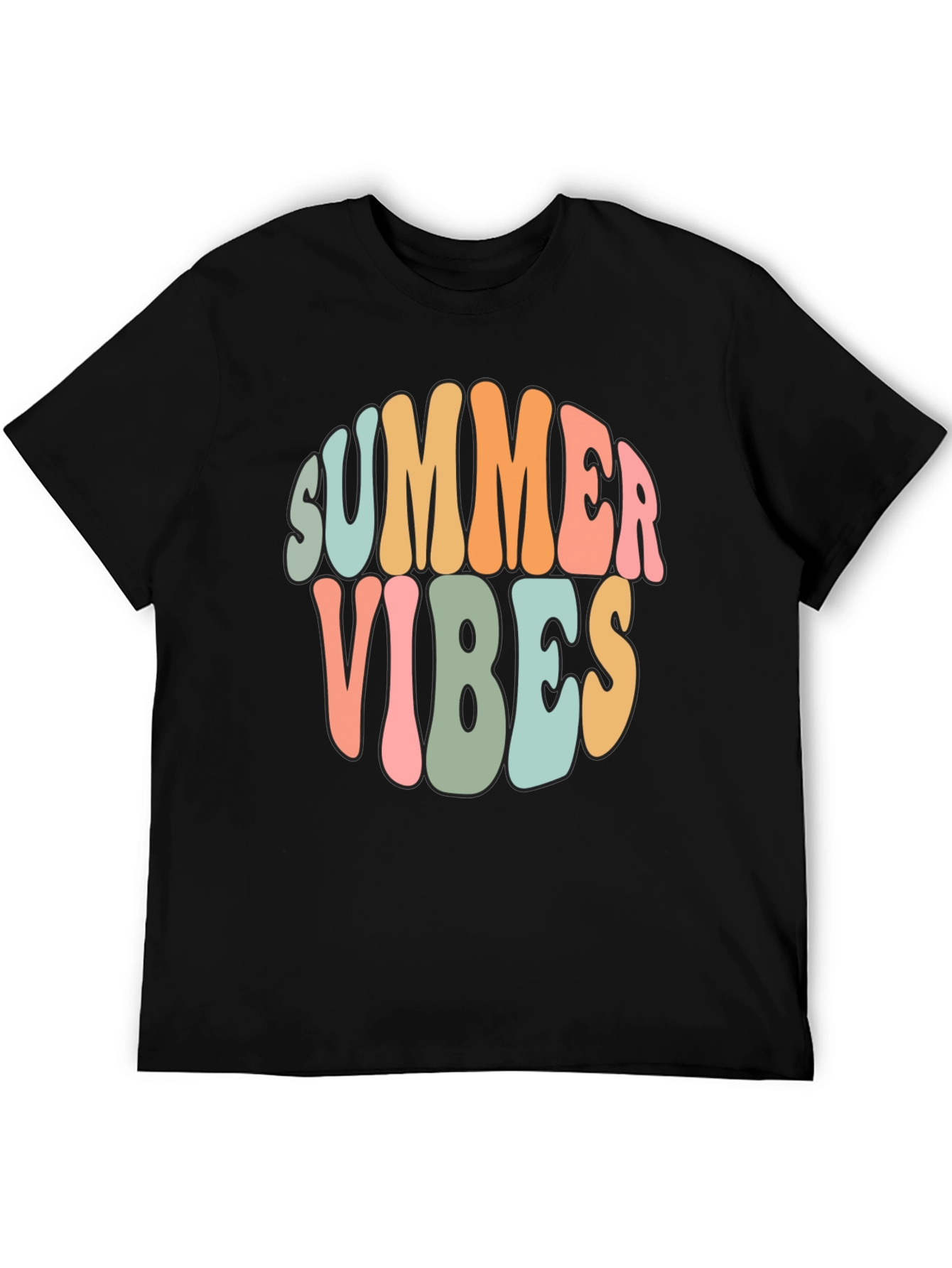 Summer Vibes Graphic Tee - Retro Style Black T-Shirt