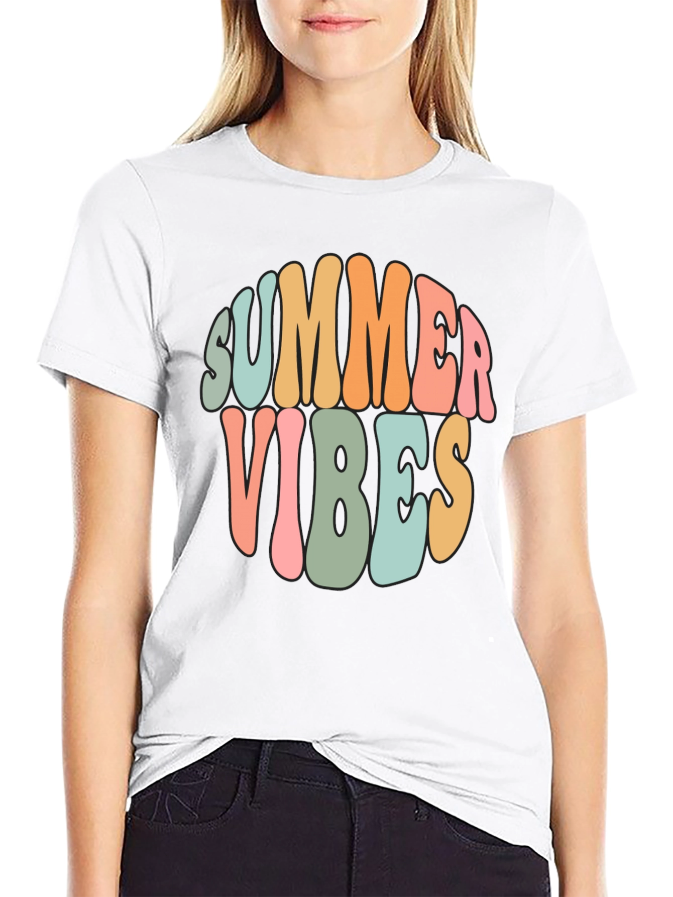 Summer Vibes Graphic Tee - Retro Style Black T-Shirt