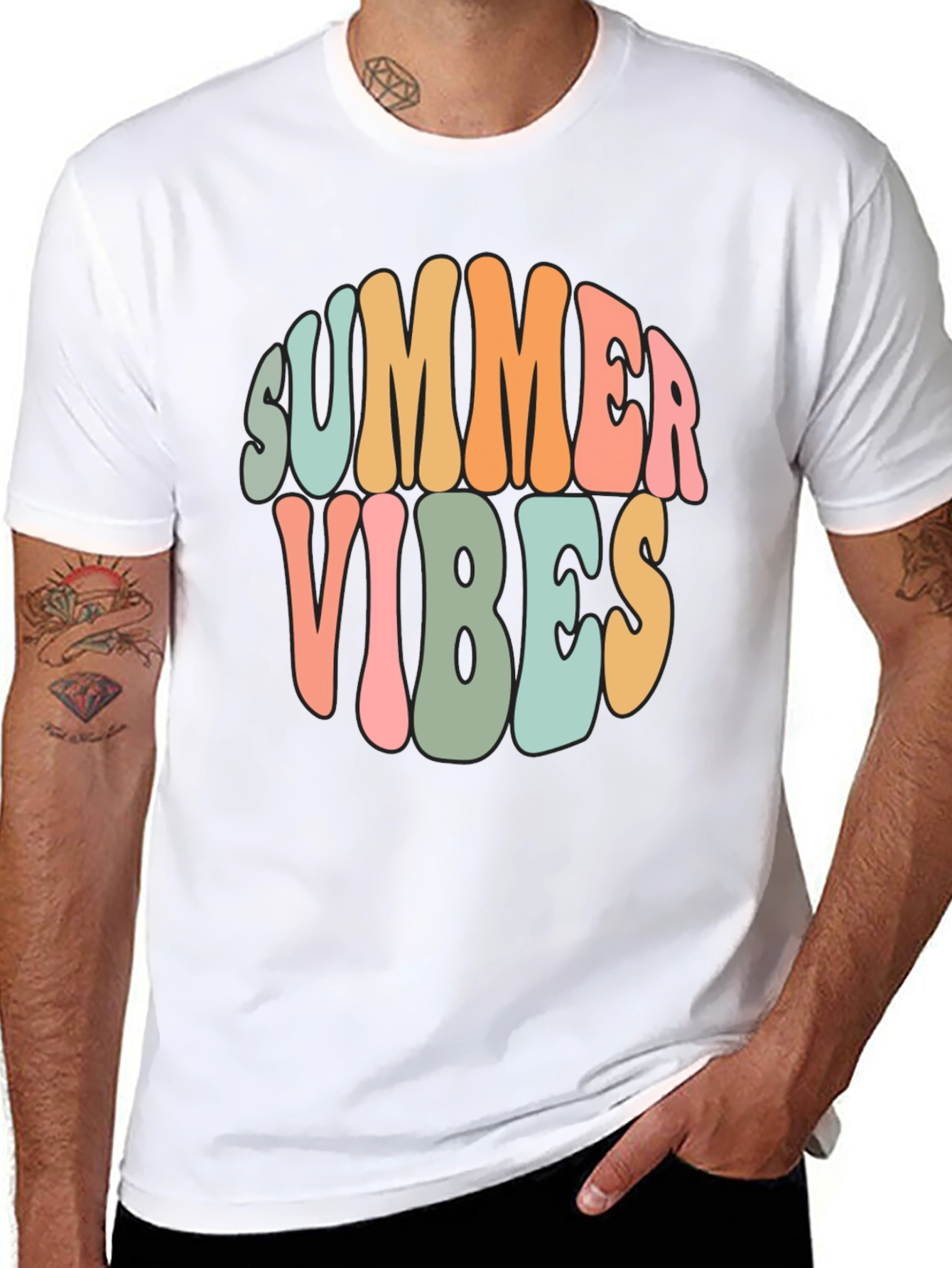 Summer Vibes Graphic Tee - Retro Style Black T-Shirt