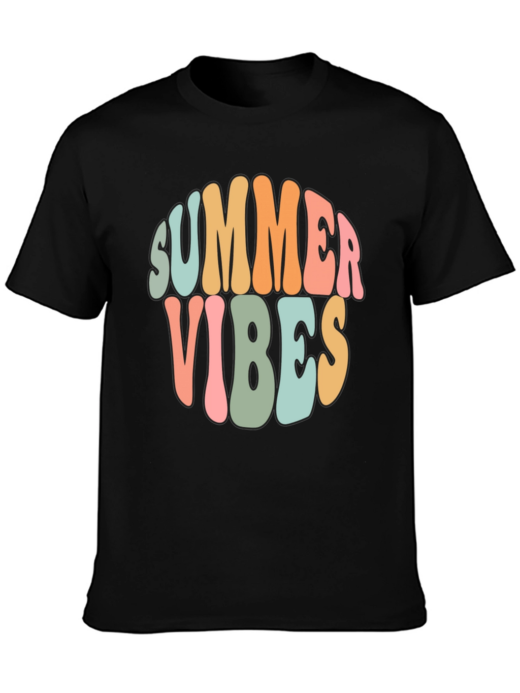 Summer Vibes Graphic Tee - Retro Style Black T-Shirt