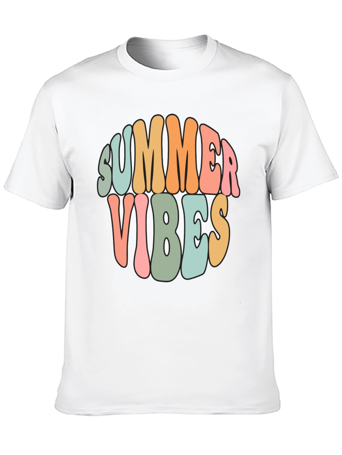 Summer Vibes Graphic Tee - Retro Style Black T-Shirt