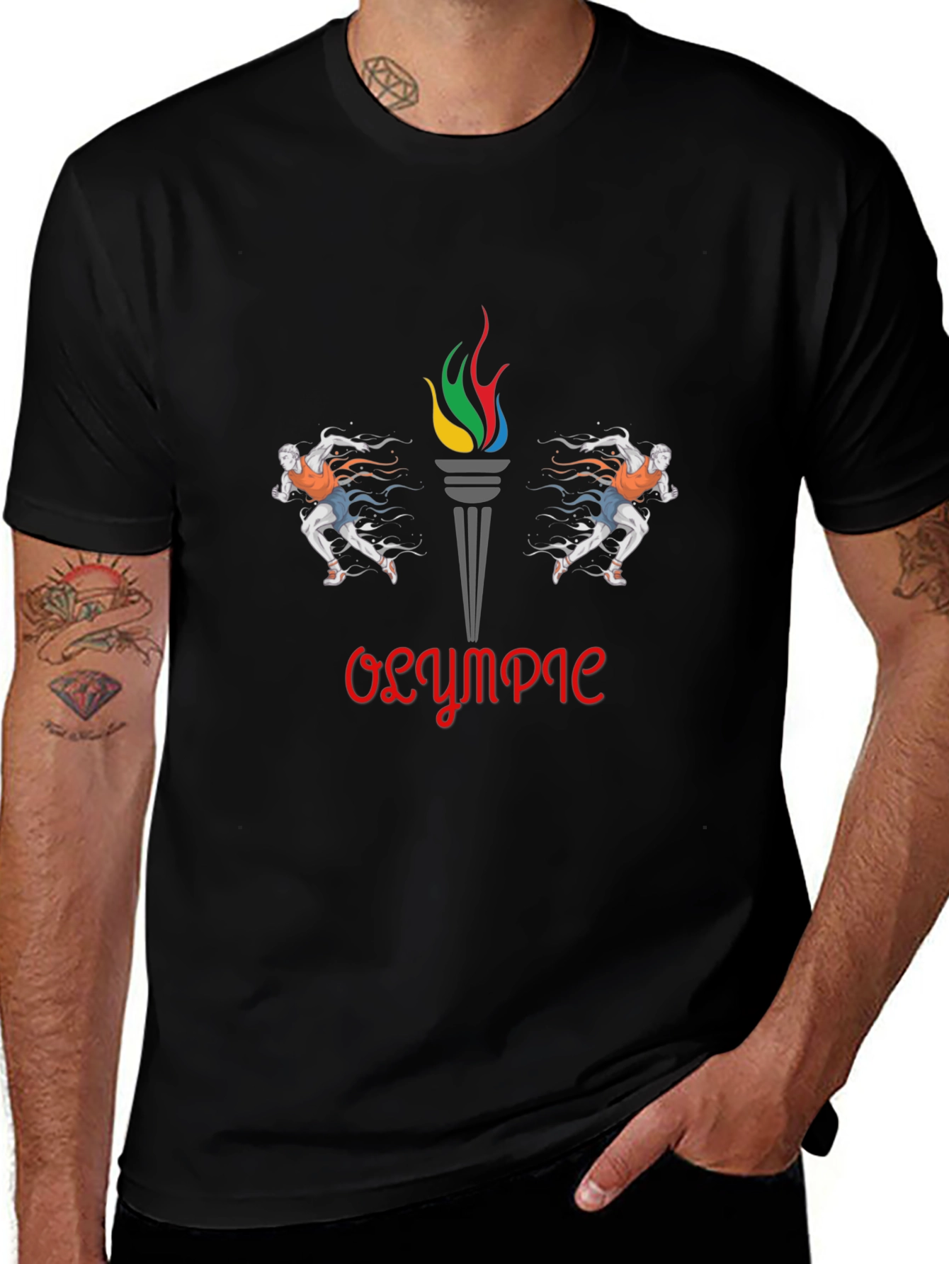 Olympic Flame Graphic Tee - Stylish Cotton T-Shirt