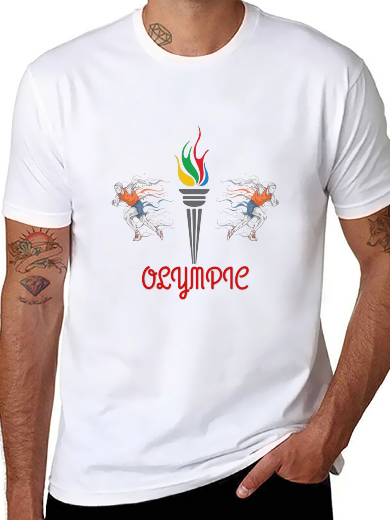 Olympic Flame Graphic Tee - Stylish Cotton T-Shirt