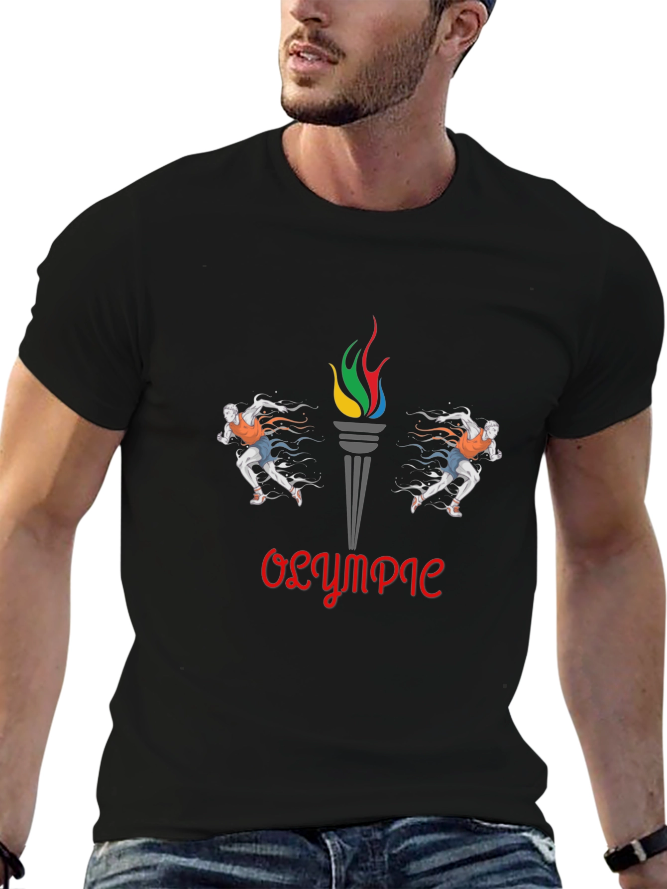 Olympic Flame Graphic Tee - Stylish Cotton T-Shirt