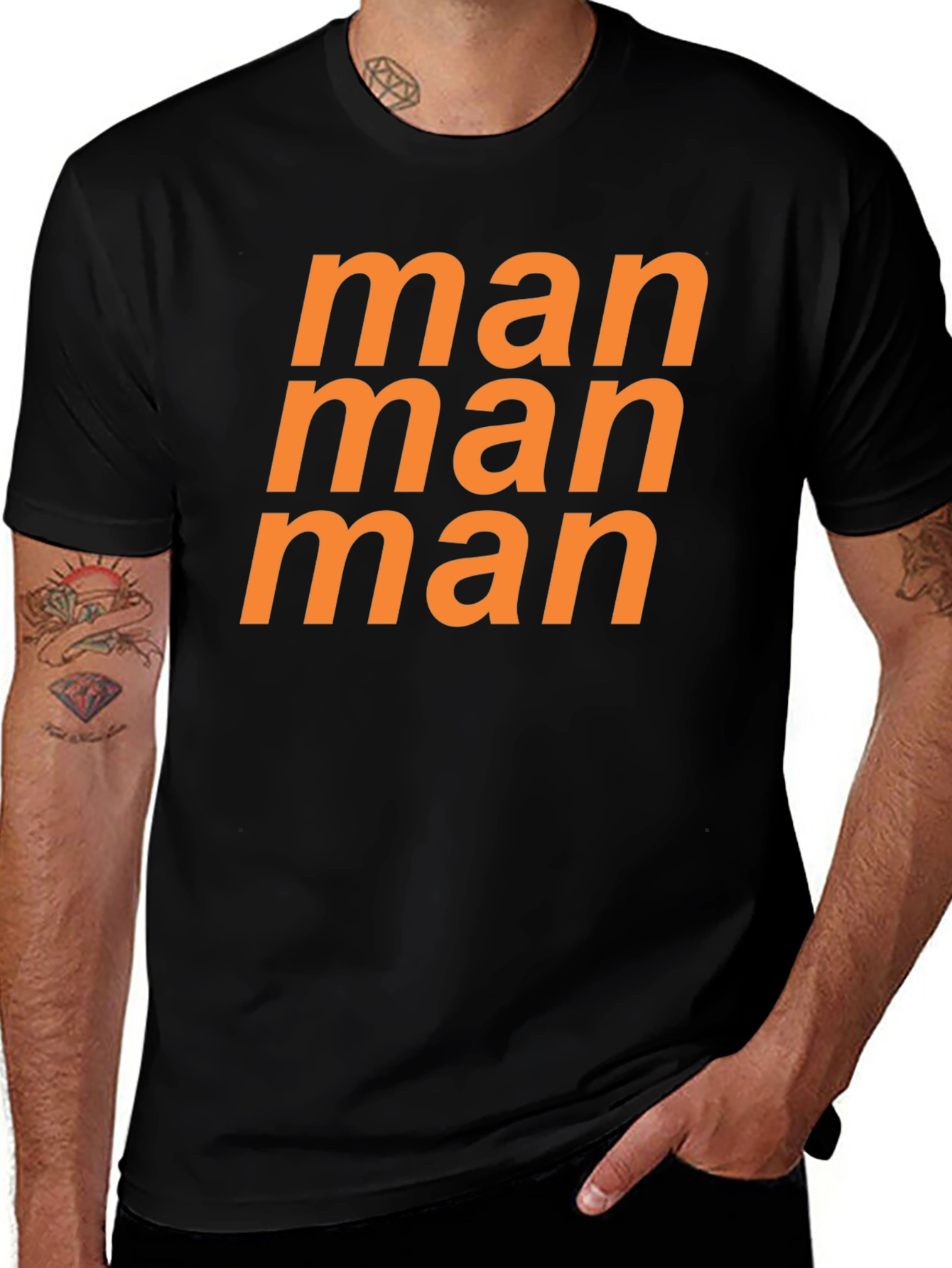 Man Graphic Tee - Bold Orange Print
