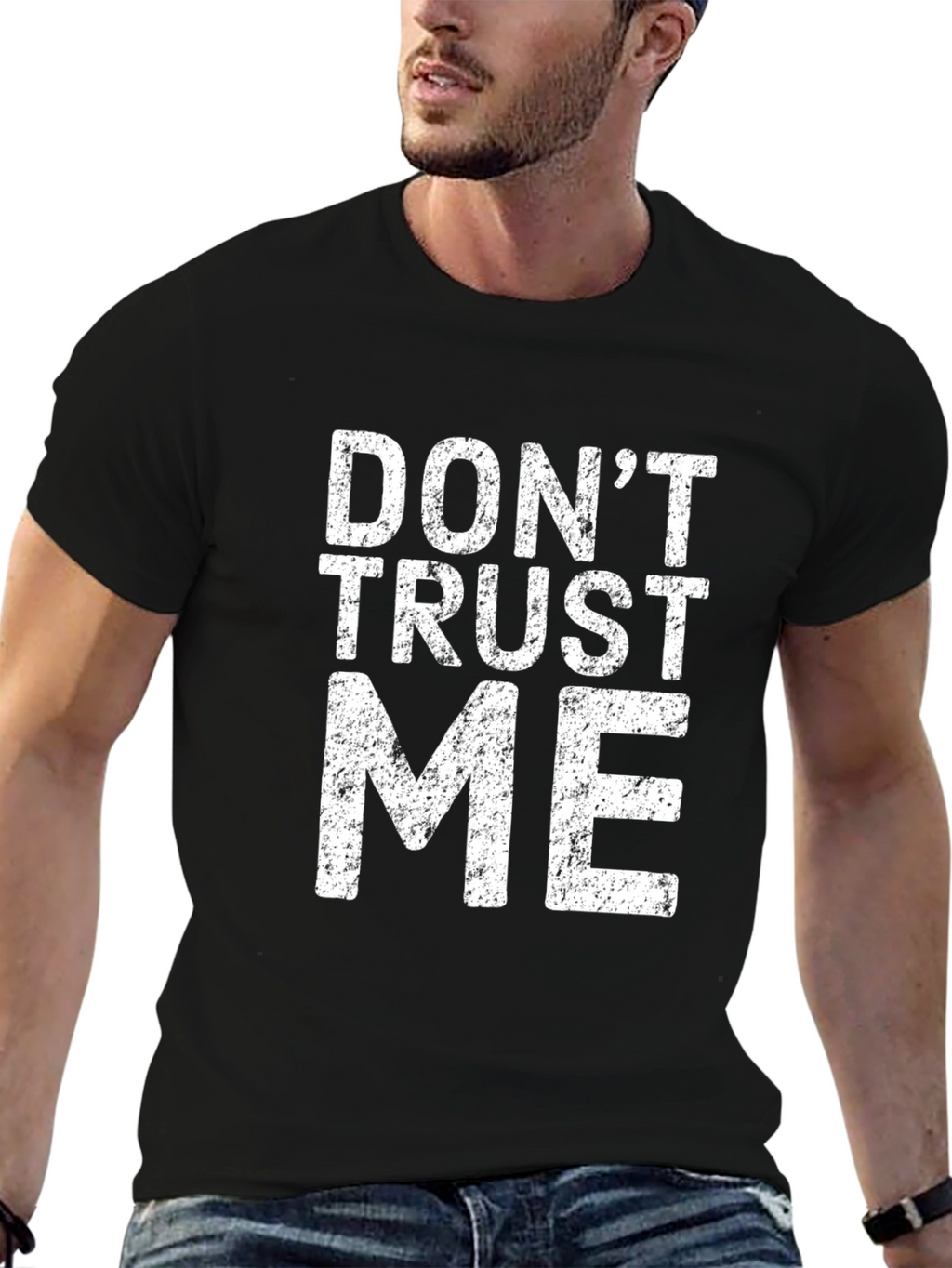 Dont Trust Me Graphic Print Crew Neck T-Shirt