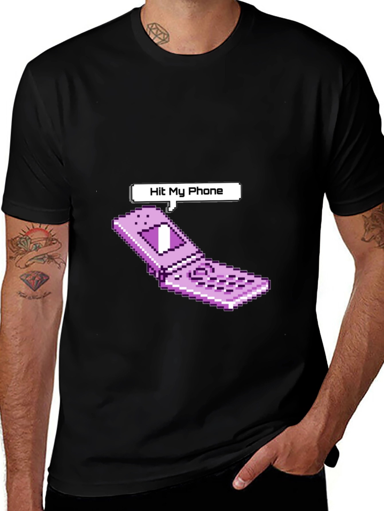 Retro Pixel Flip Phone T-Shirt - Hit My Phone