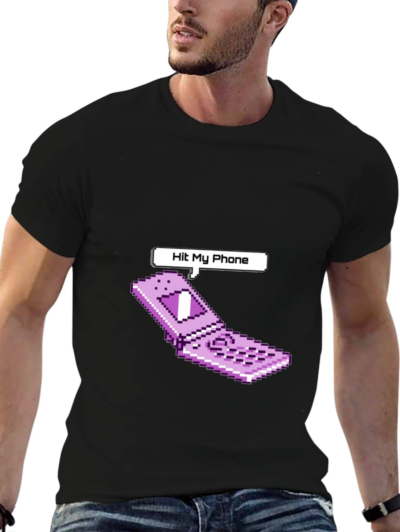 Retro Pixel Flip Phone T-Shirt - Hit My Phone