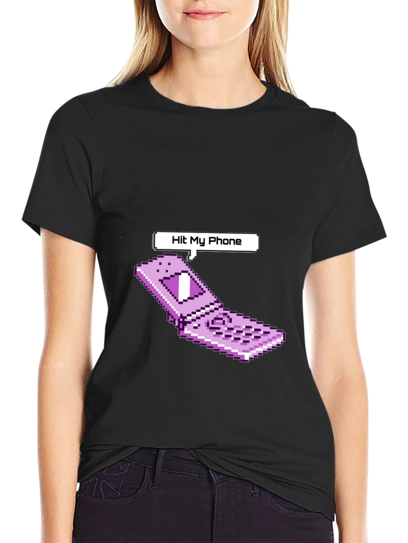 Retro Pixel Flip Phone T-Shirt - Hit My Phone