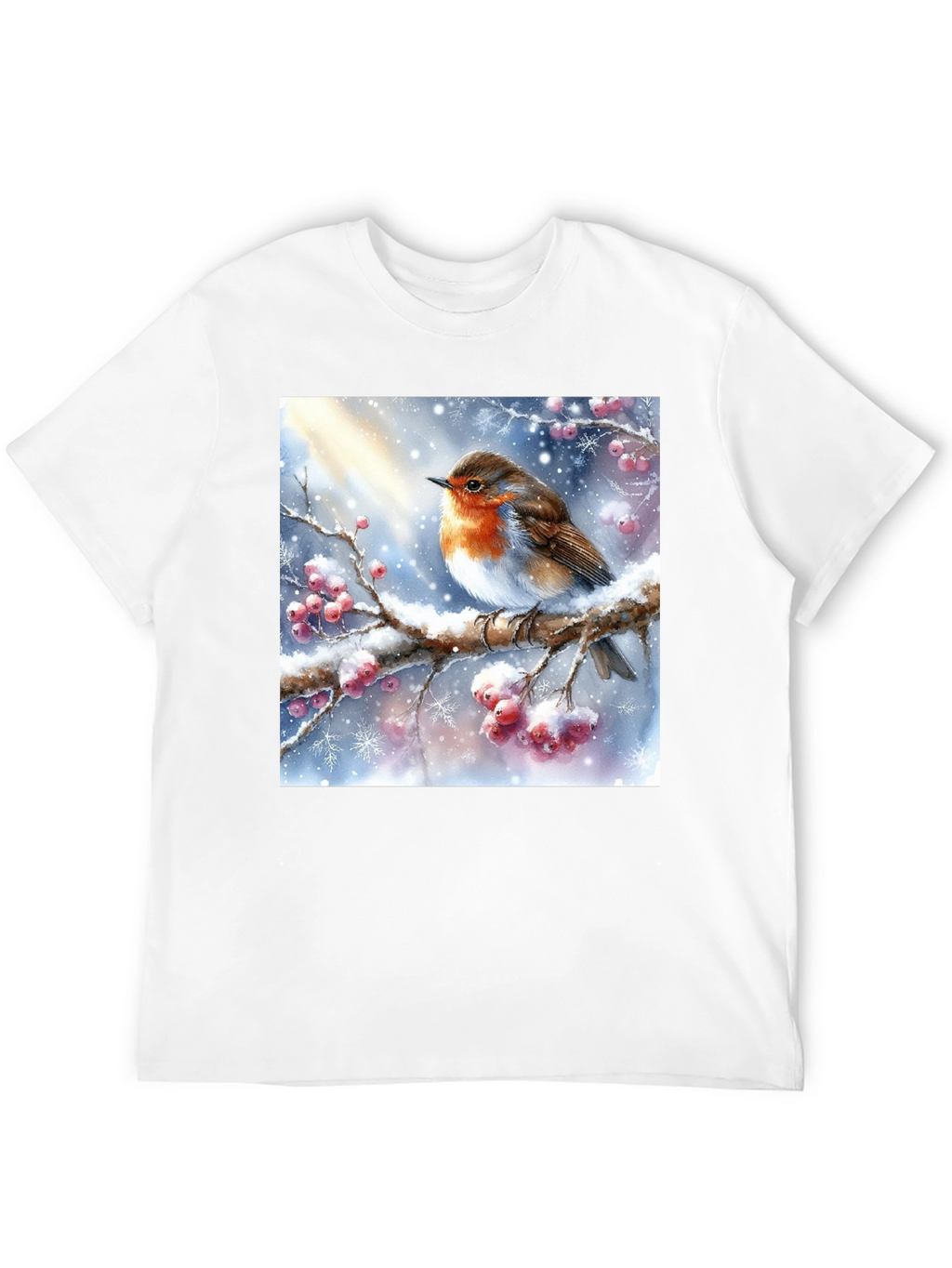 Winter Robin T-Shirt - Holiday Bird Design