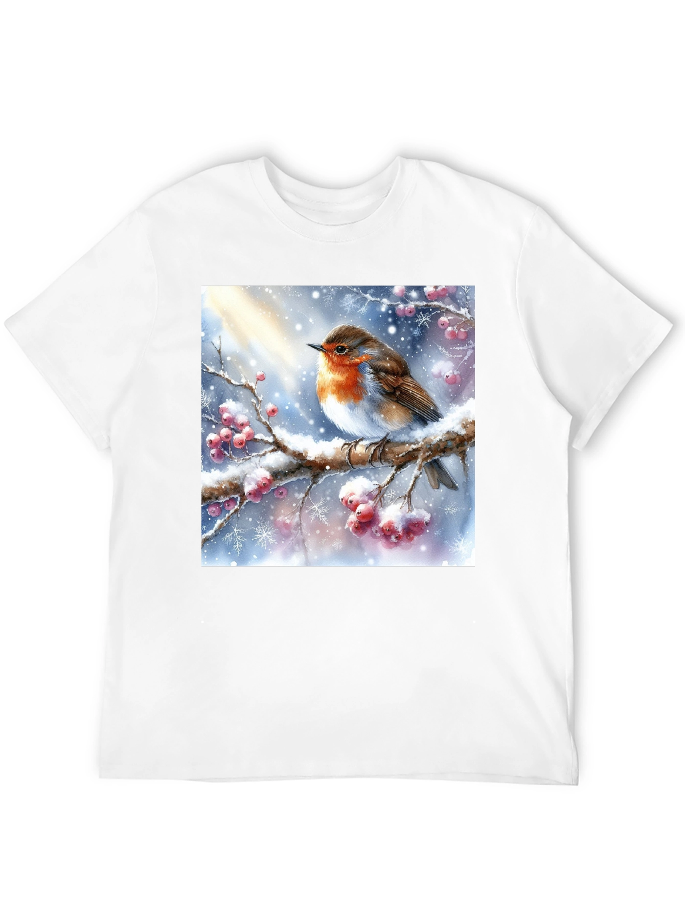 Winter Robin T-Shirt - Holiday Bird Design