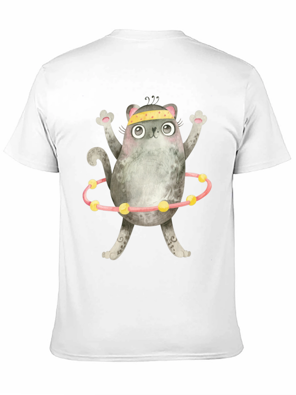 Funny Cat Hula Hoop Black T-Shirt