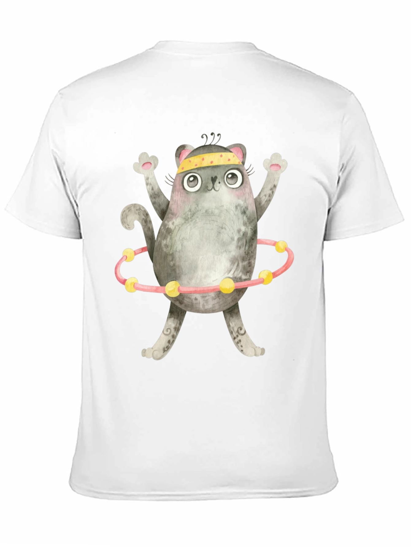 Funny Cat Hula Hoop Black T-Shirt