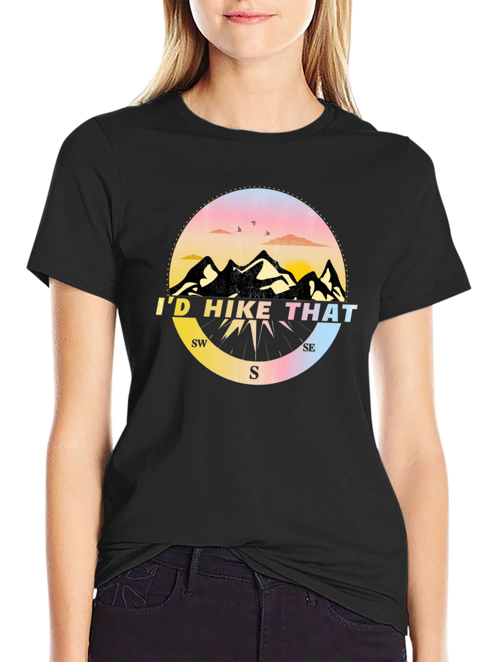 Id Hike That T-Shirt - Mountain Compass Design