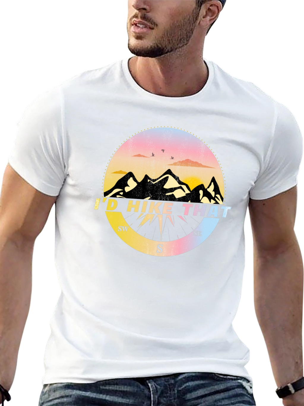 Id Hike That T-Shirt - Mountain Compass Design