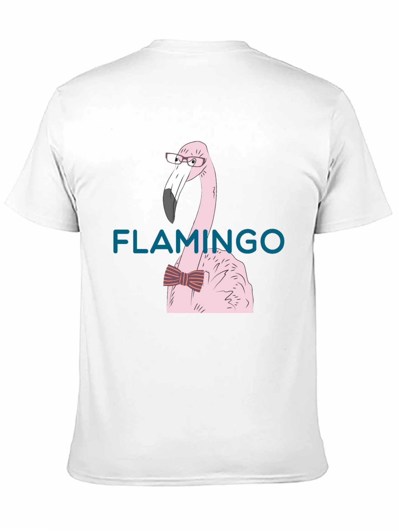 Flamingo with Bow Tie Black T-Shirt