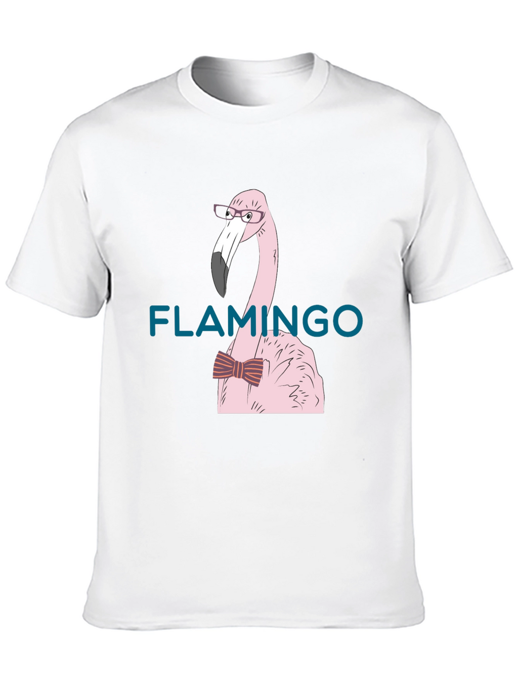 Flamingo with Bow Tie Black T-Shirt