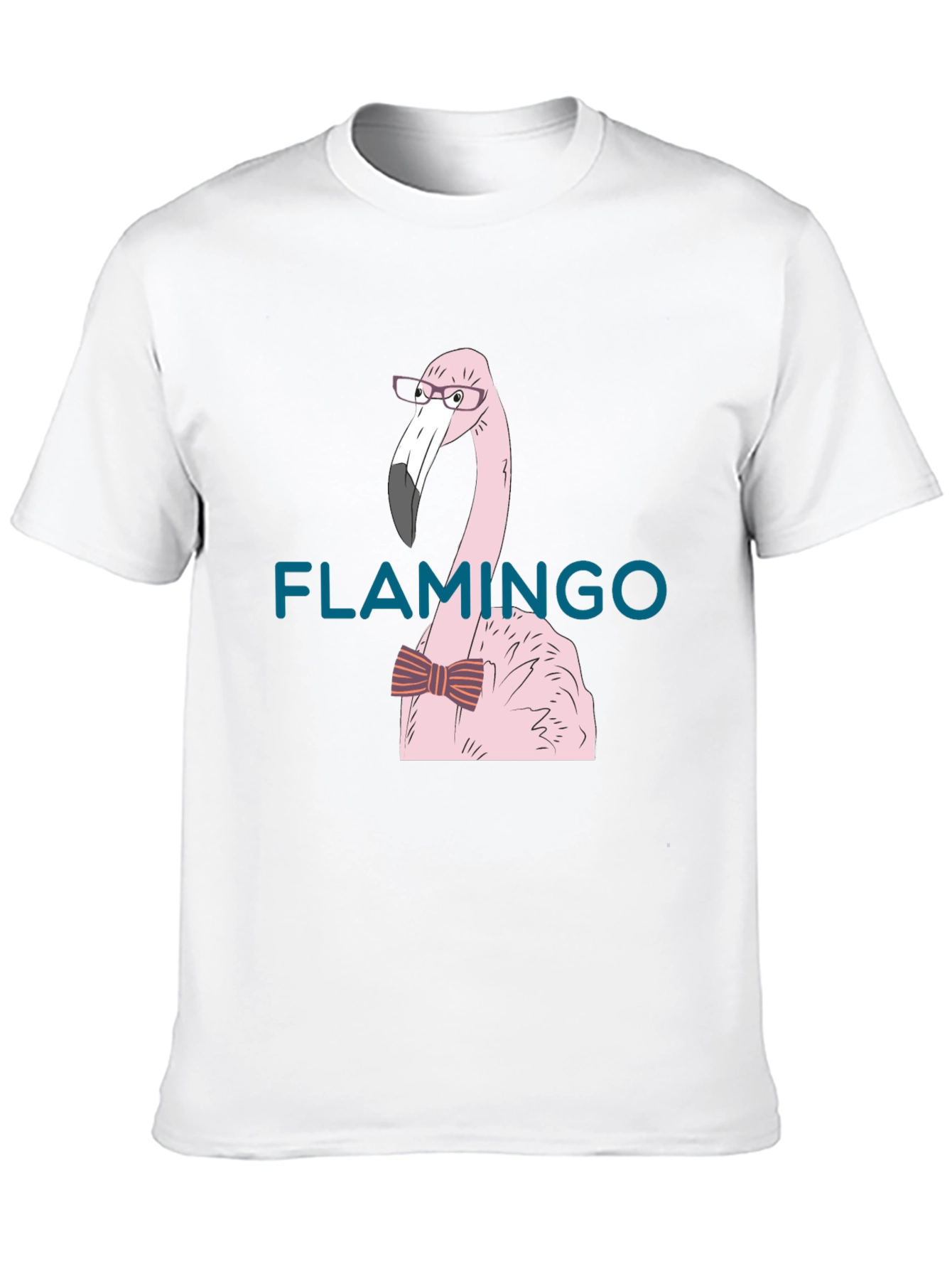 Flamingo with Bow Tie Black T-Shirt