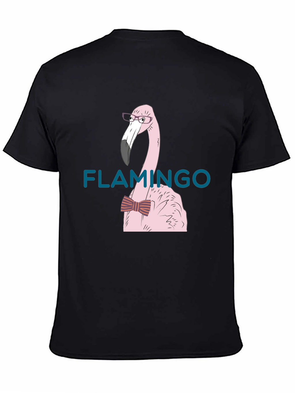 Flamingo with Bow Tie Black T-Shirt