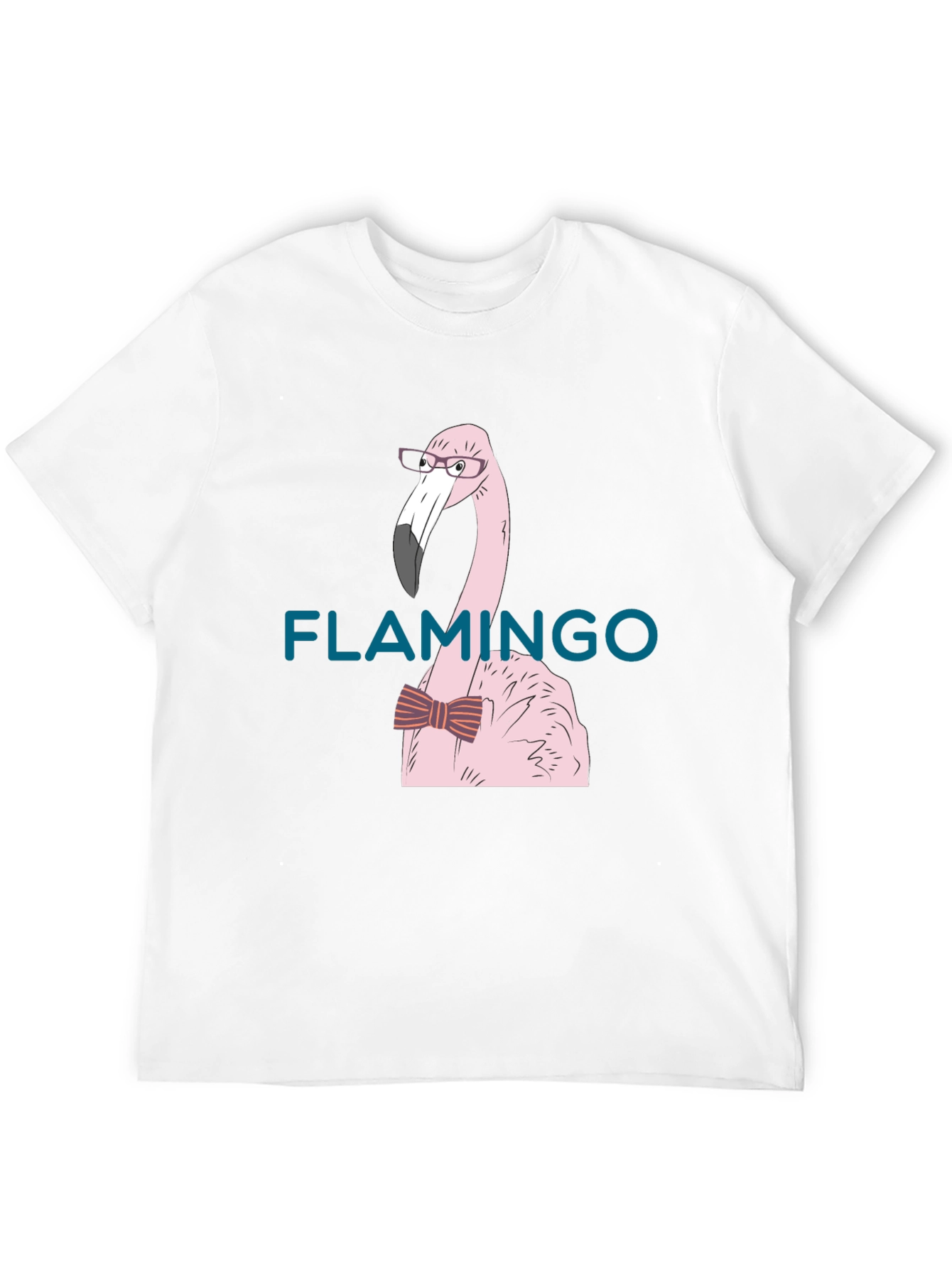 Flamingo with Bow Tie Black T-Shirt