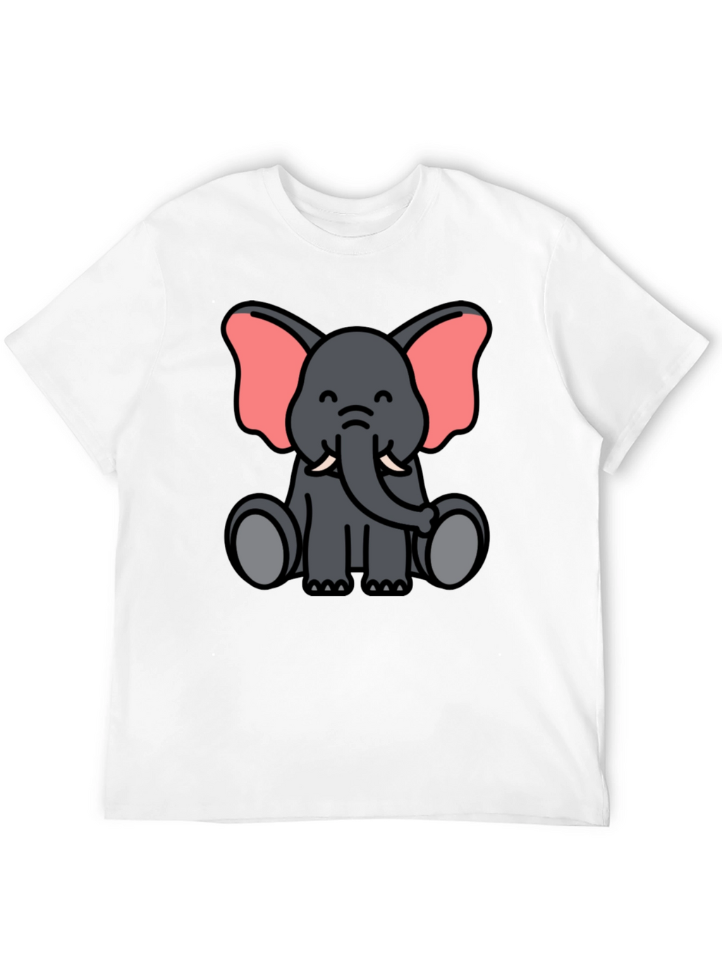 Cute Elephant Cartoon Graphic Black T-Shirt