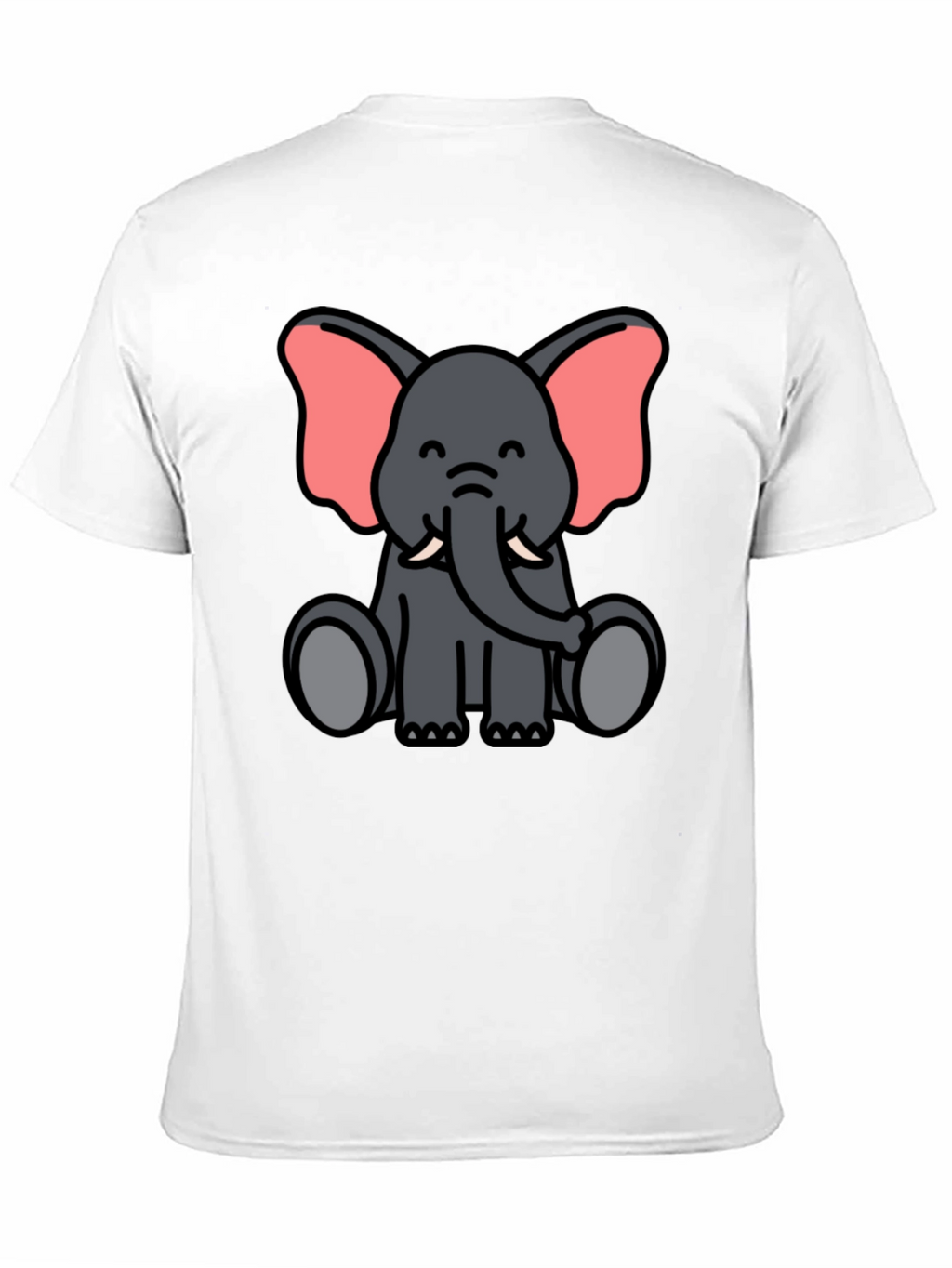 Cute Elephant Cartoon Graphic Black T-Shirt