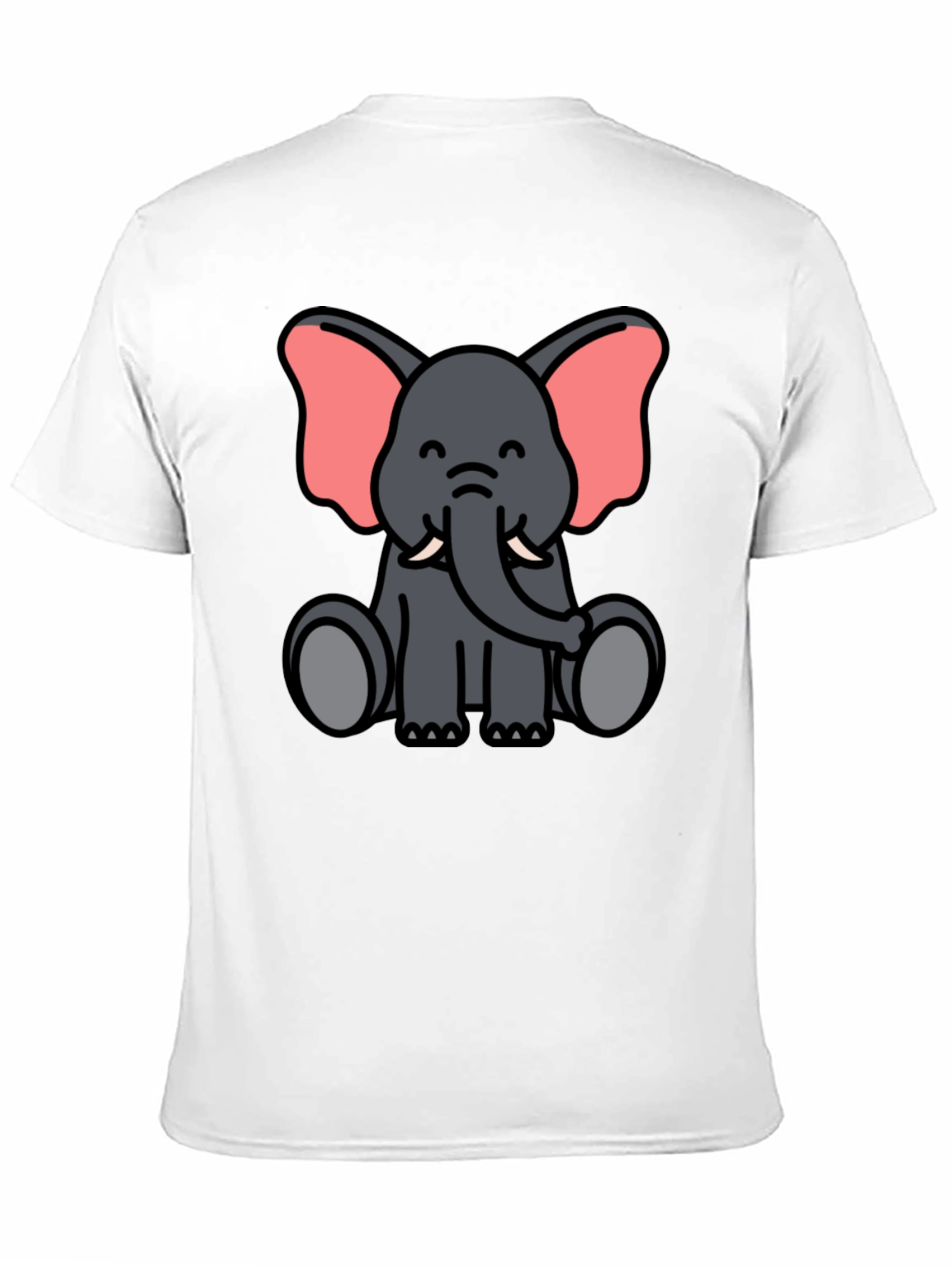 Cute Elephant Cartoon Graphic Black T-Shirt