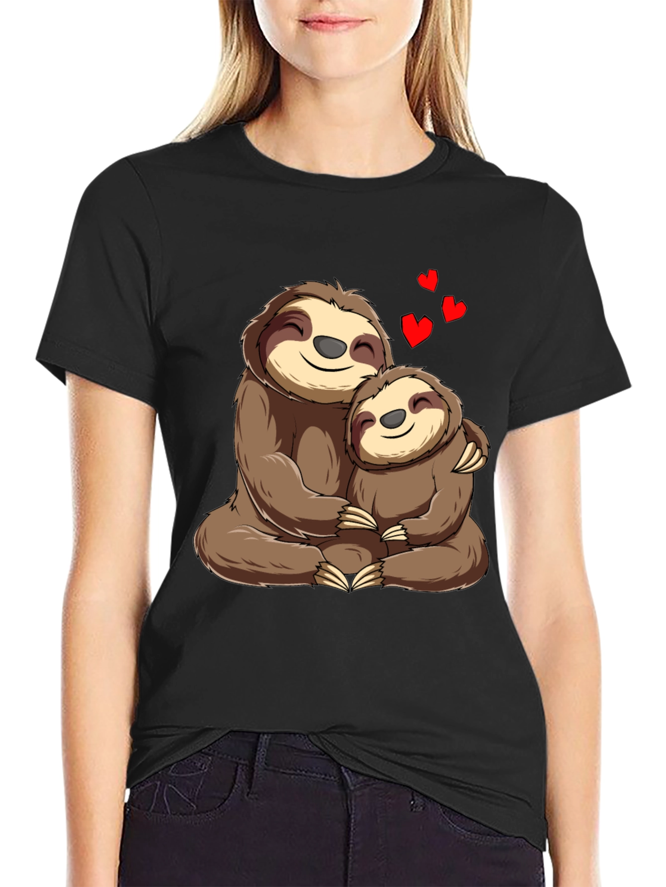 Sloth Mama & Baby Hug T-Shirt: Heartfelt Comfort