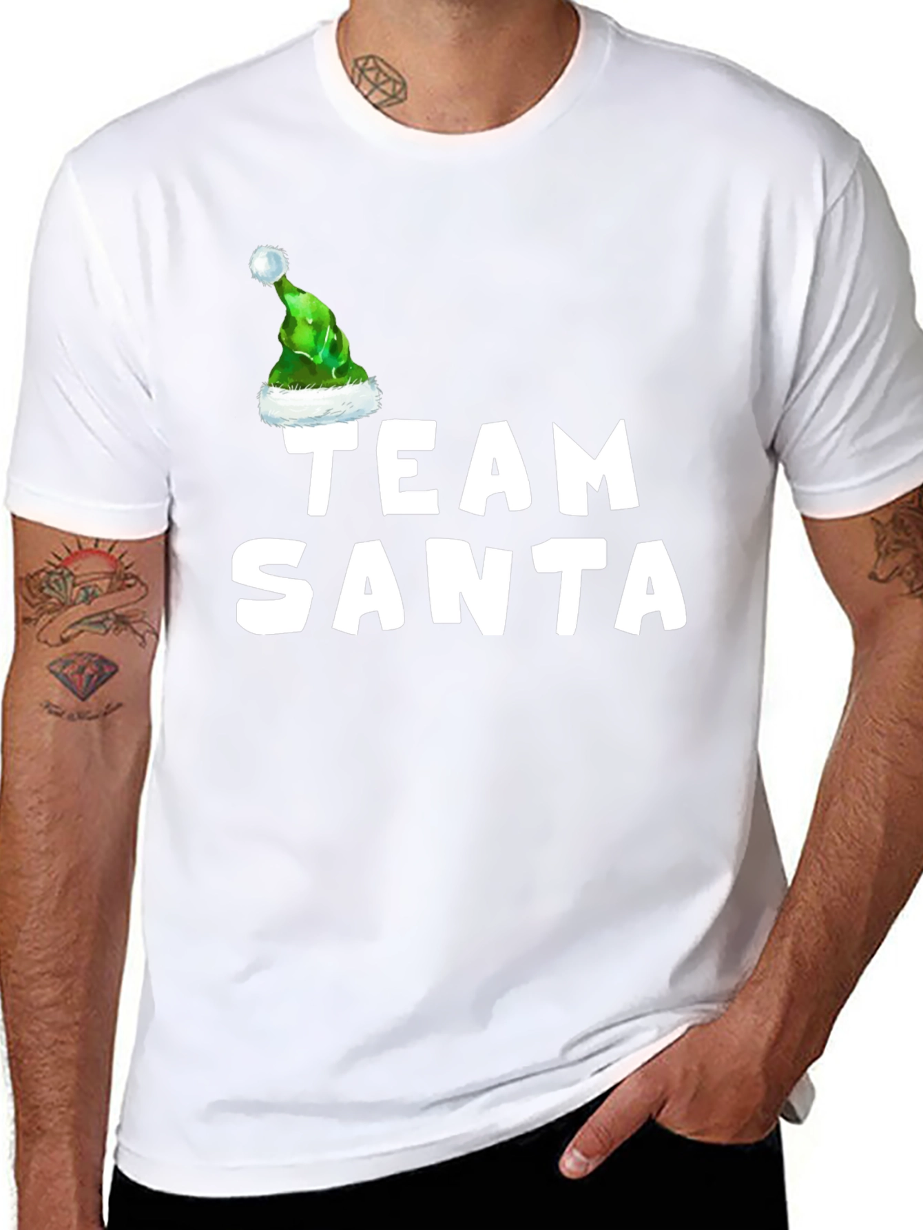 Team Santa T-Shirt with Elf Hat - Holiday Apparel