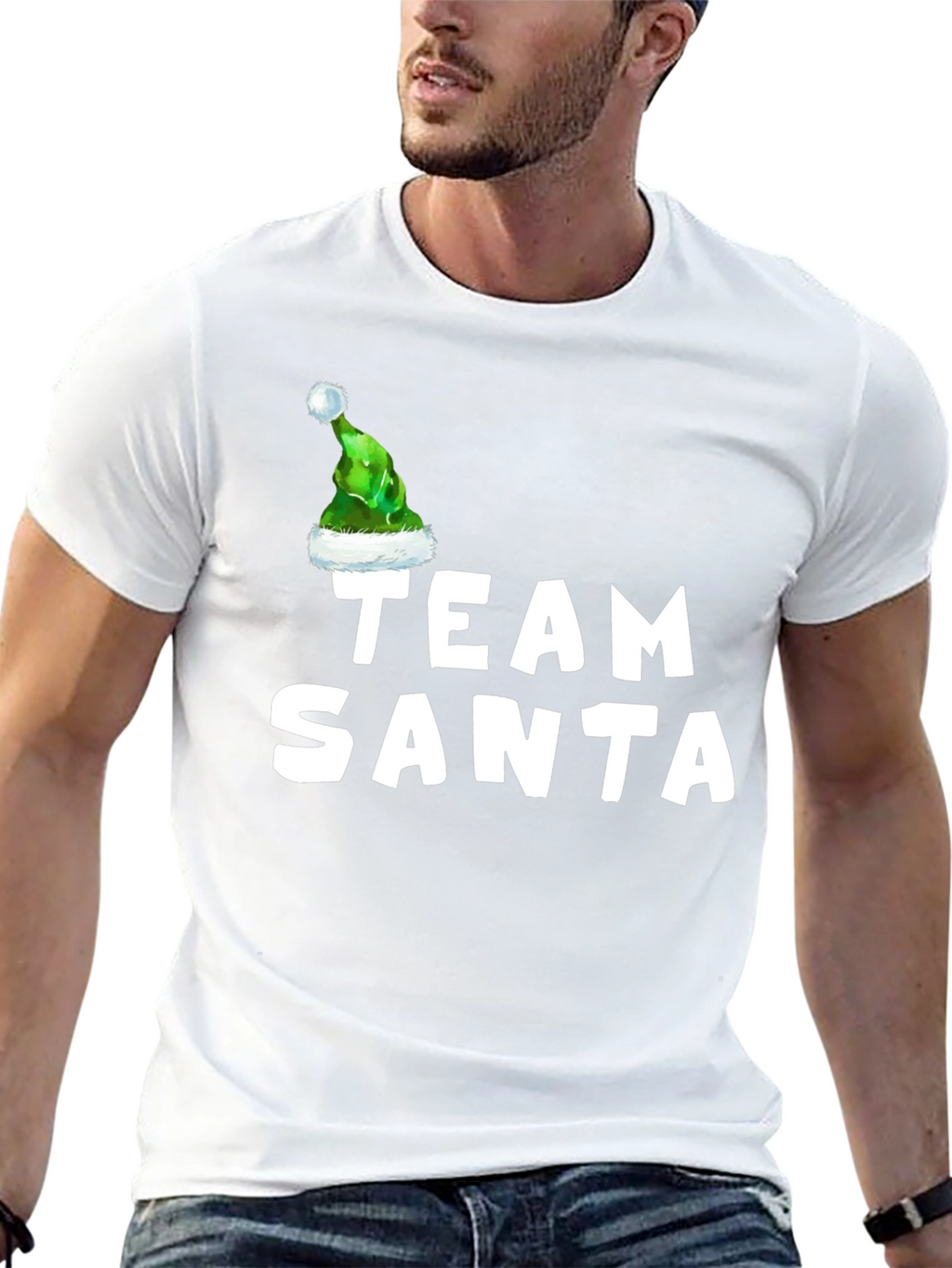 Team Santa T-Shirt with Elf Hat - Holiday Apparel