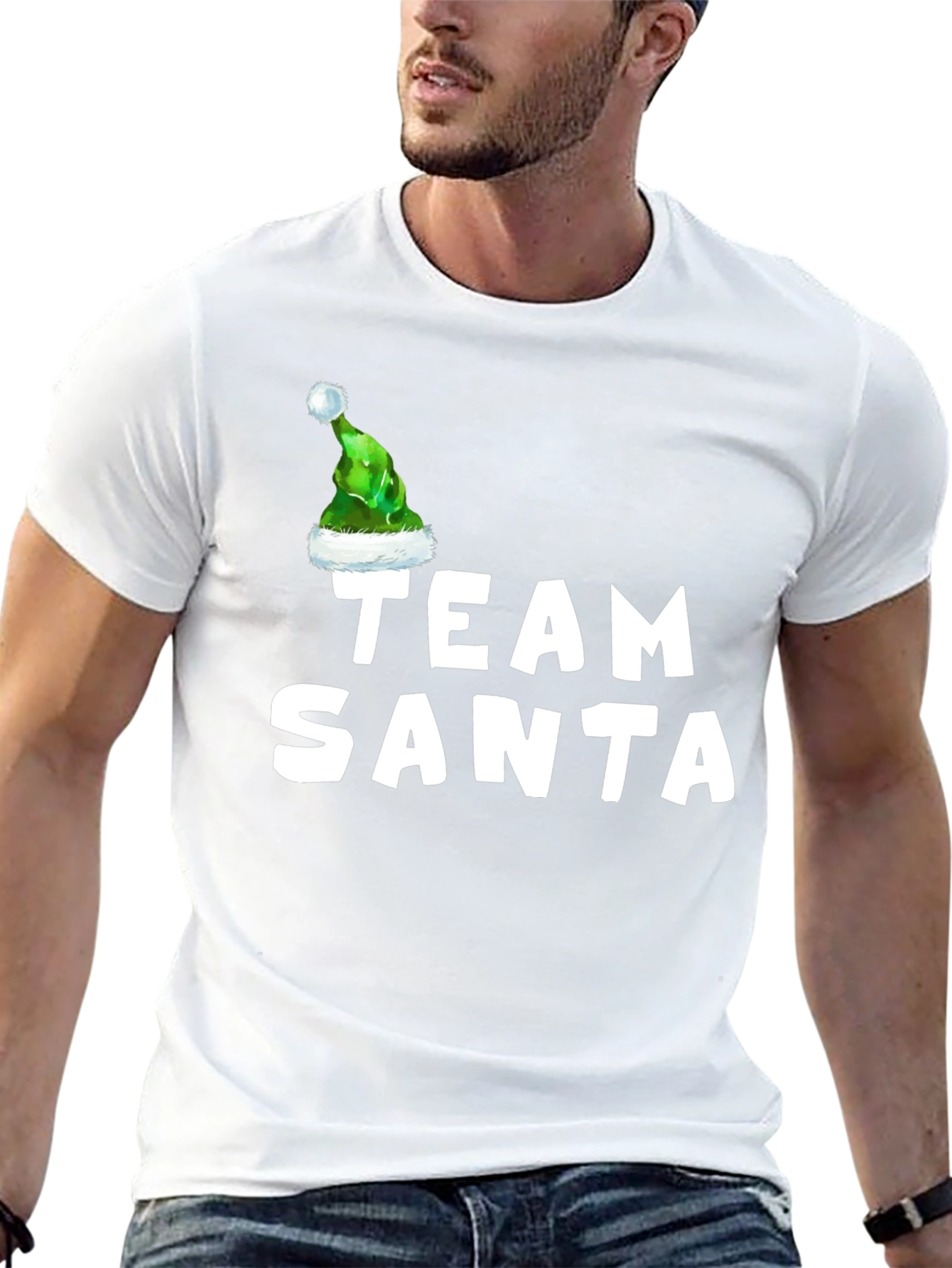 Team Santa T-Shirt with Elf Hat - Holiday Apparel