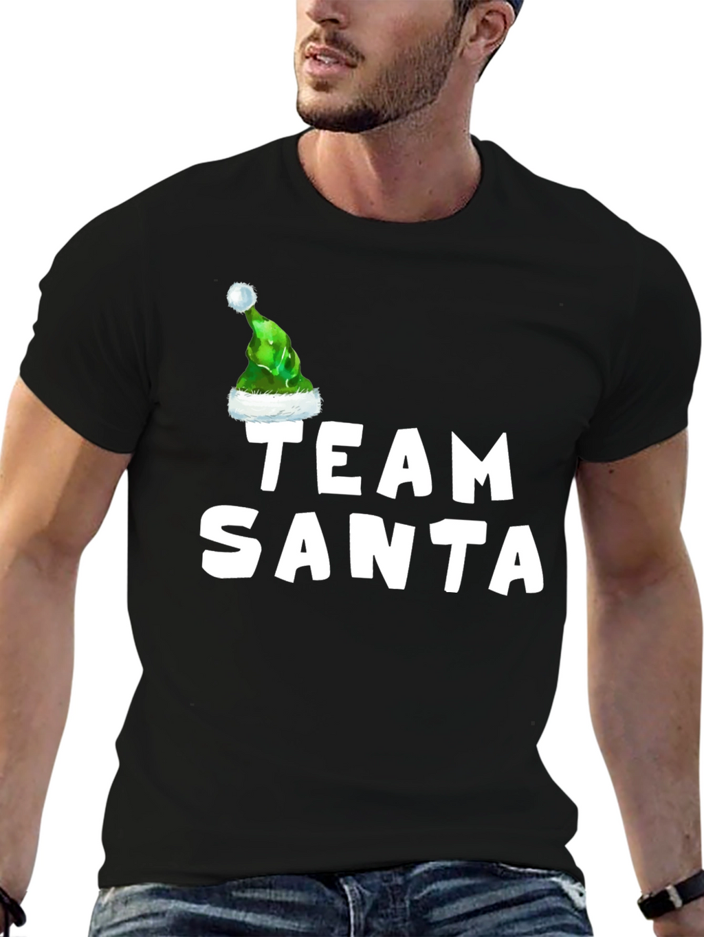 Team Santa T-Shirt with Elf Hat - Holiday Apparel