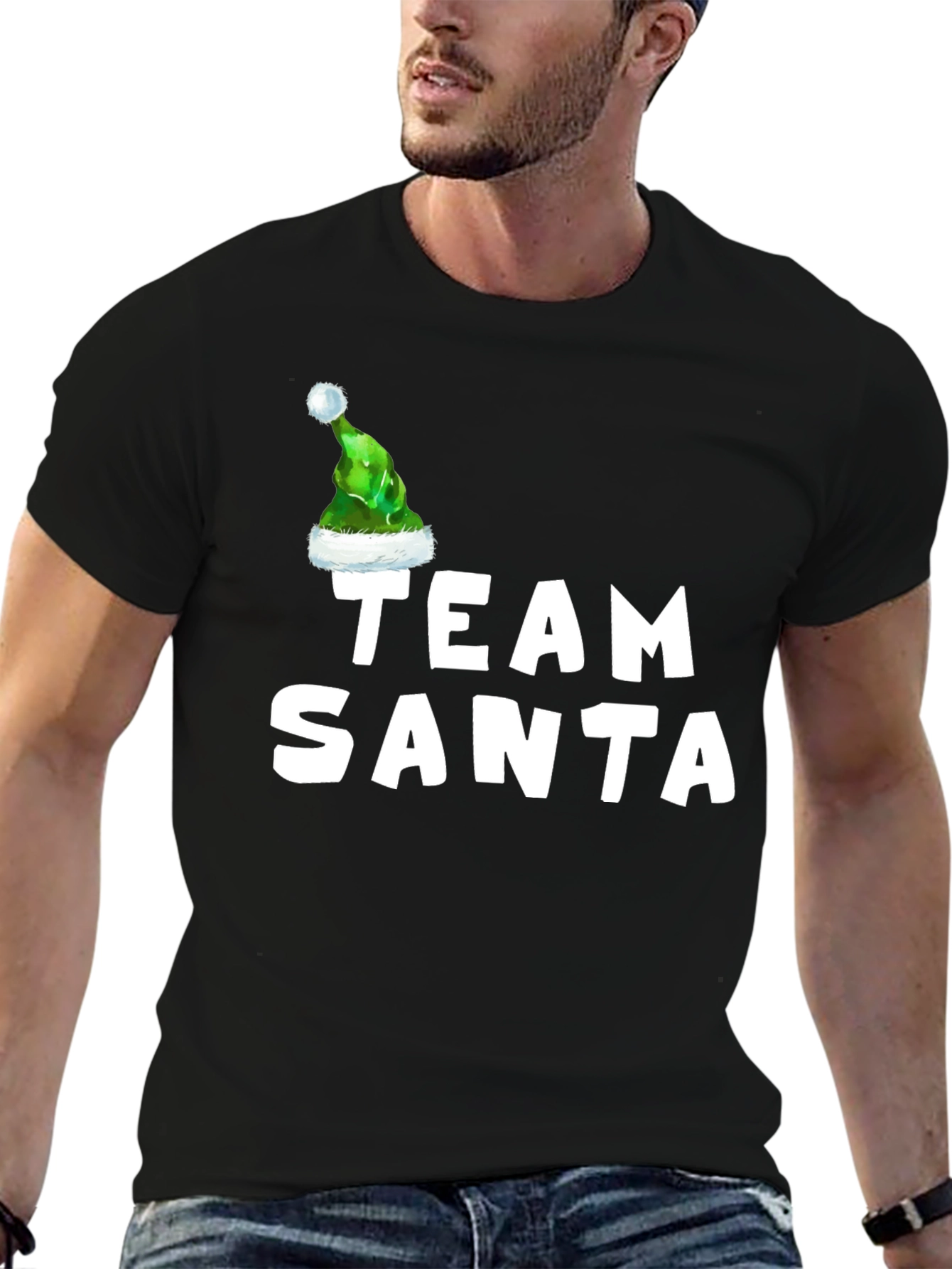 Team Santa T-Shirt with Elf Hat - Holiday Apparel