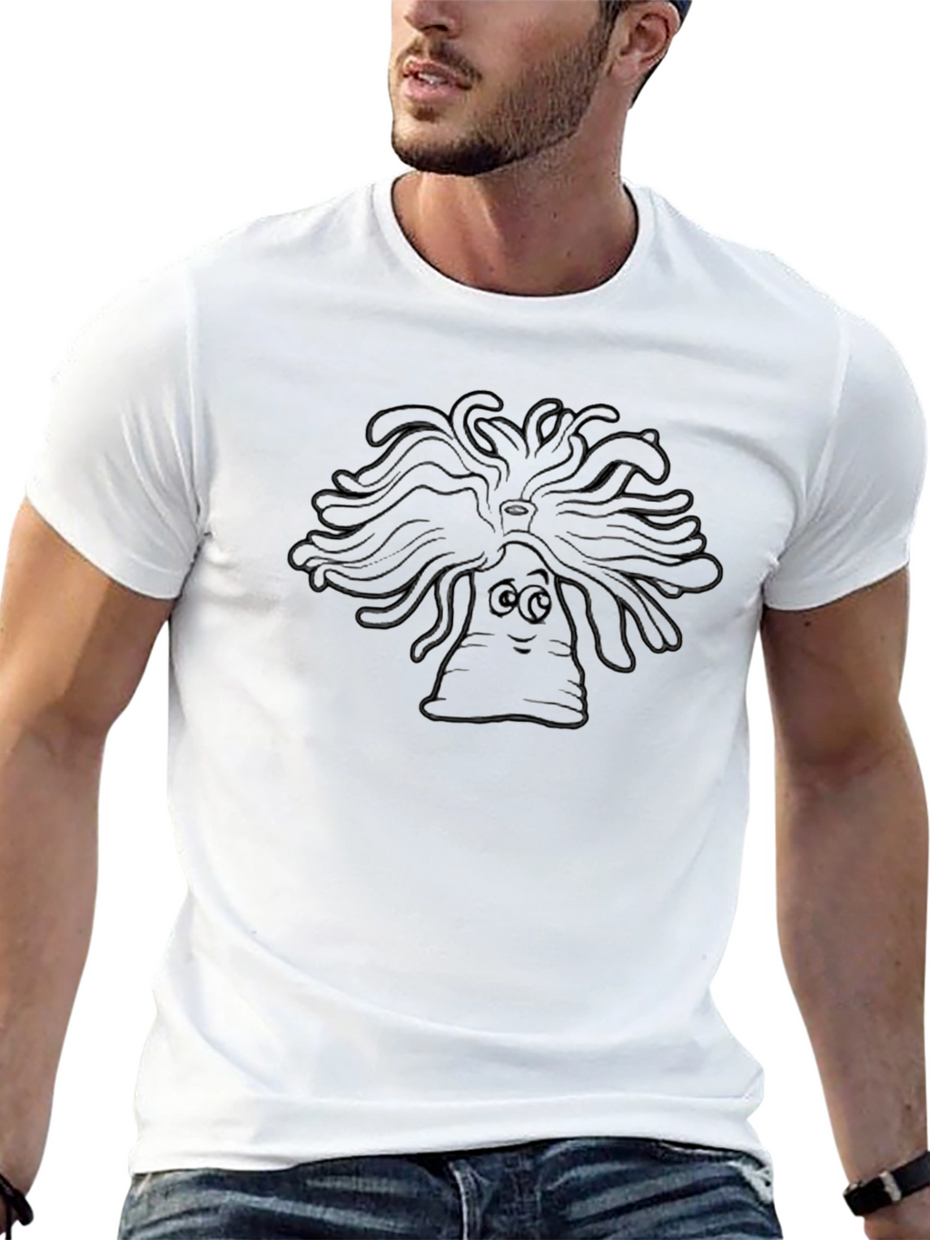 Cartoon Medusa Head T-Shirt - Classic Black Tee