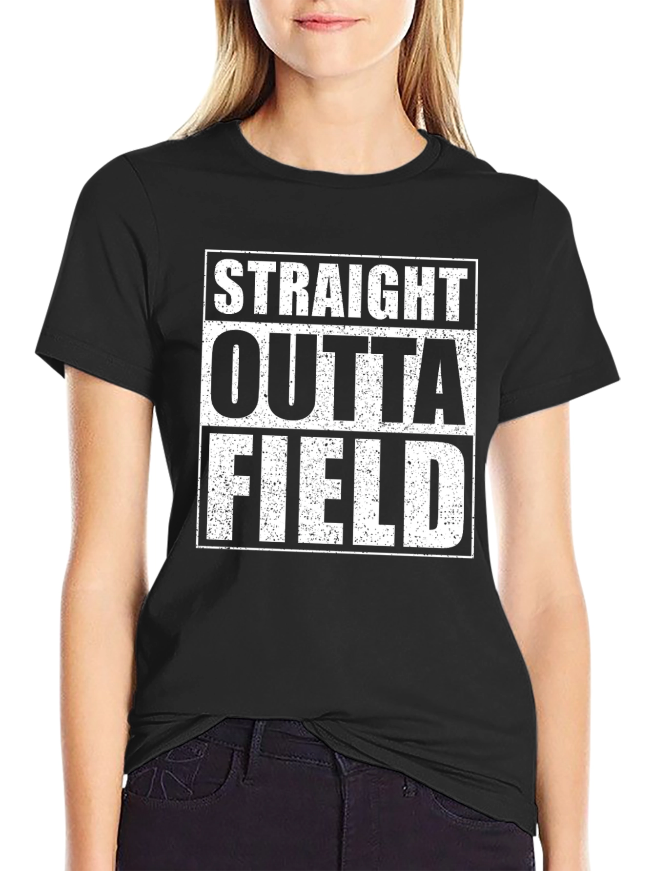 Straight Outta Field Black Graphic T-Shirt