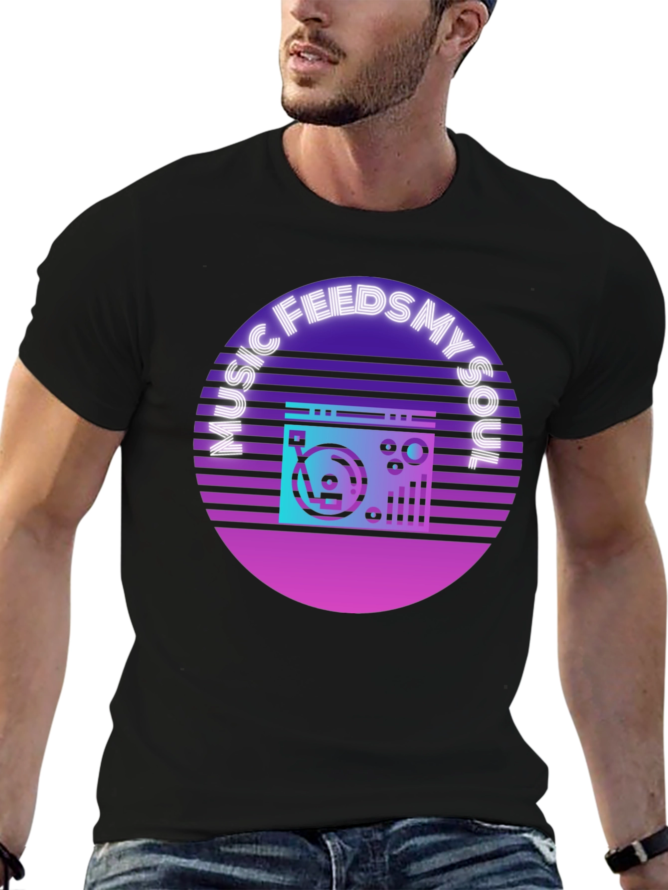 Music Feeds My Soul T-Shirt Retro Style