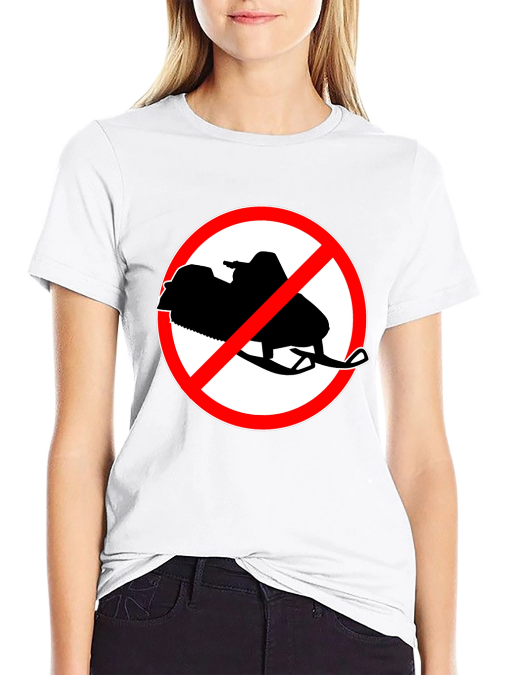 No Snowmobiling Black Graphic Tee