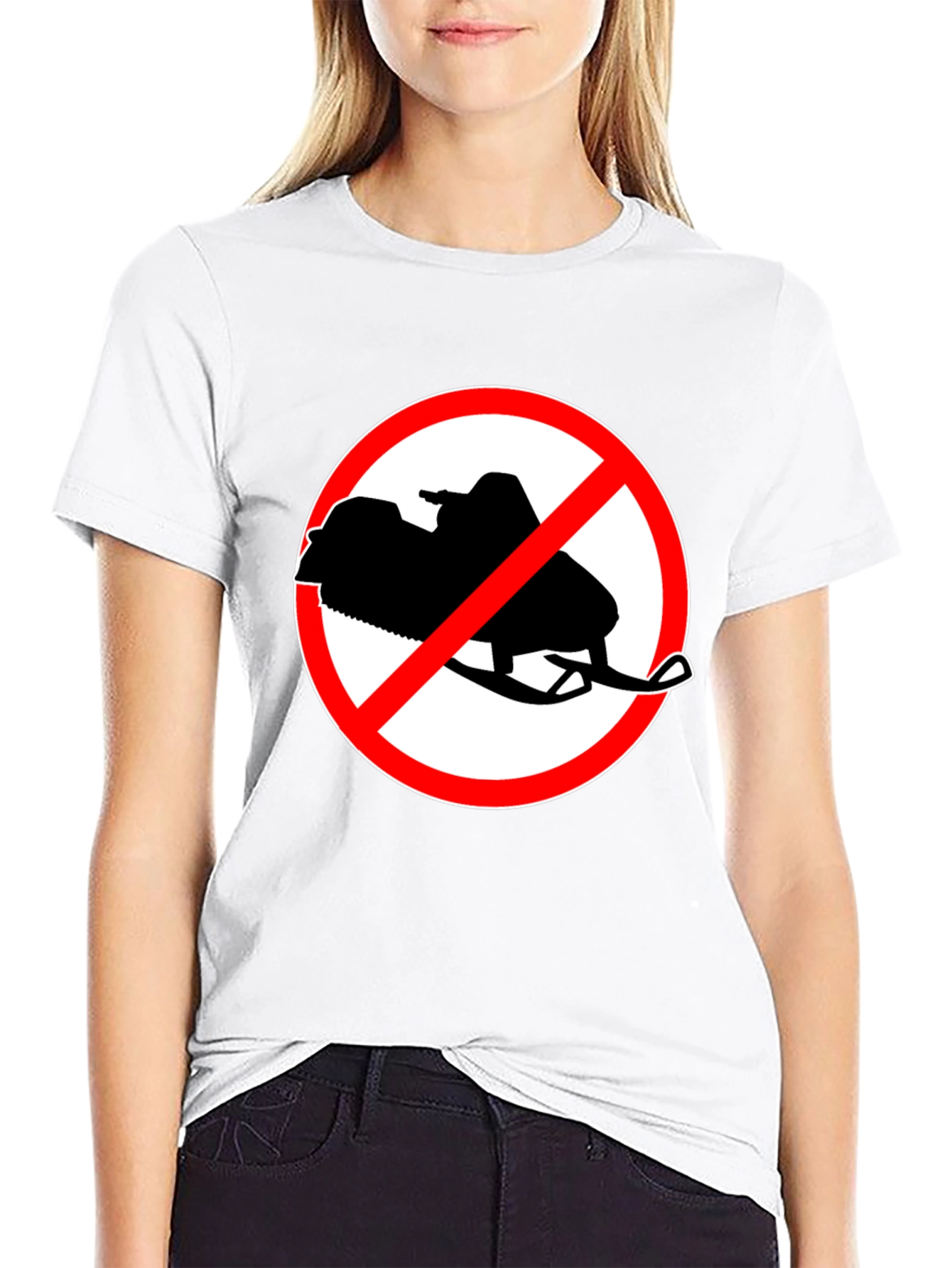 No Snowmobiling Black Graphic Tee