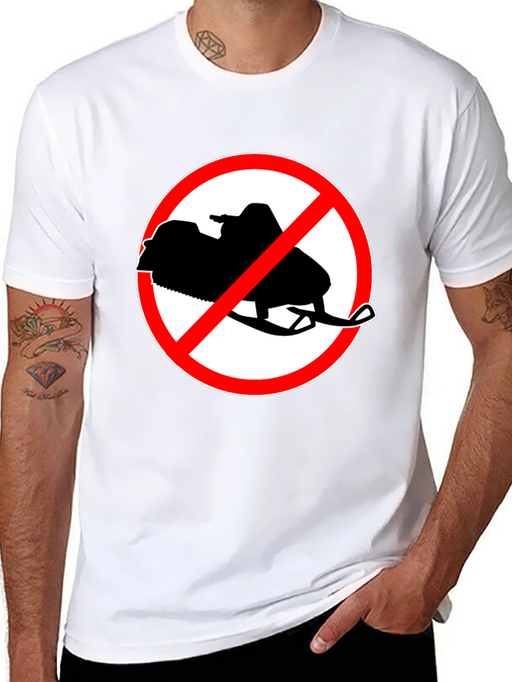 No Snowmobiling Black Graphic Tee
