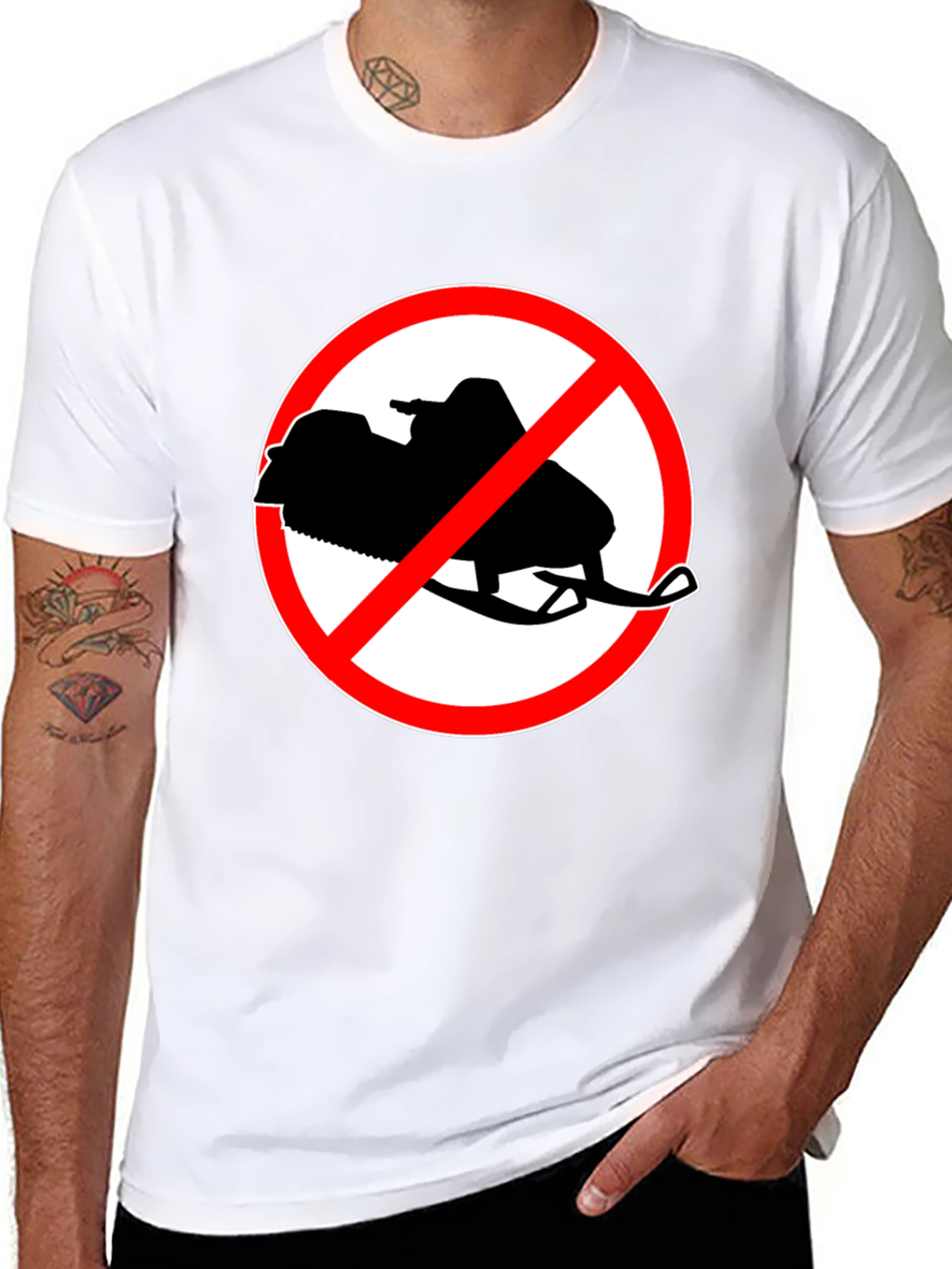 No Snowmobiling Black Graphic Tee