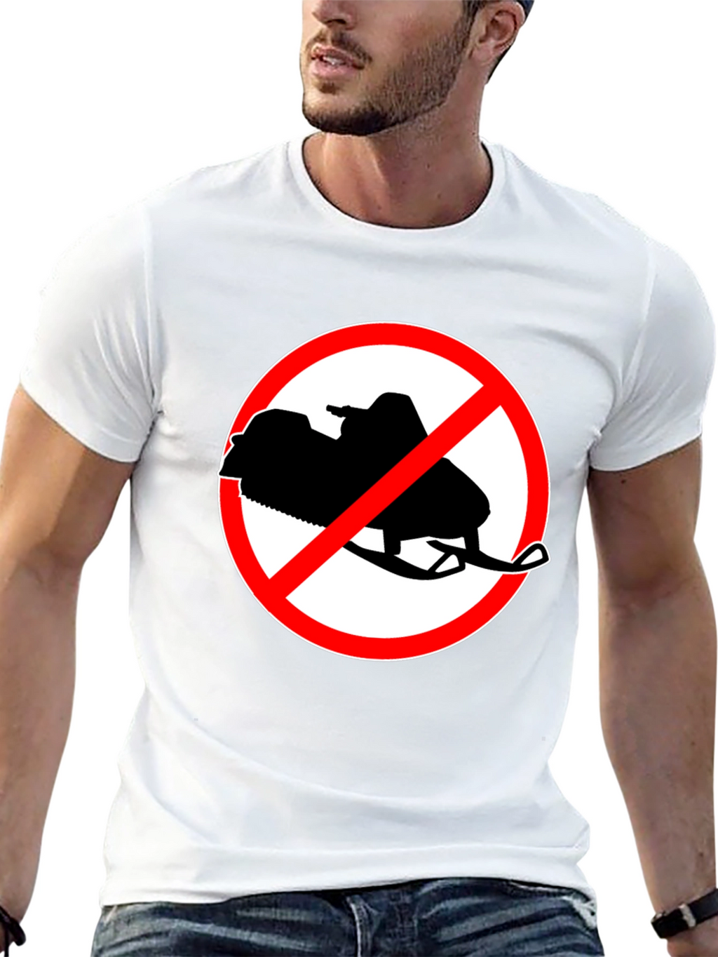 No Snowmobiling Black Graphic Tee