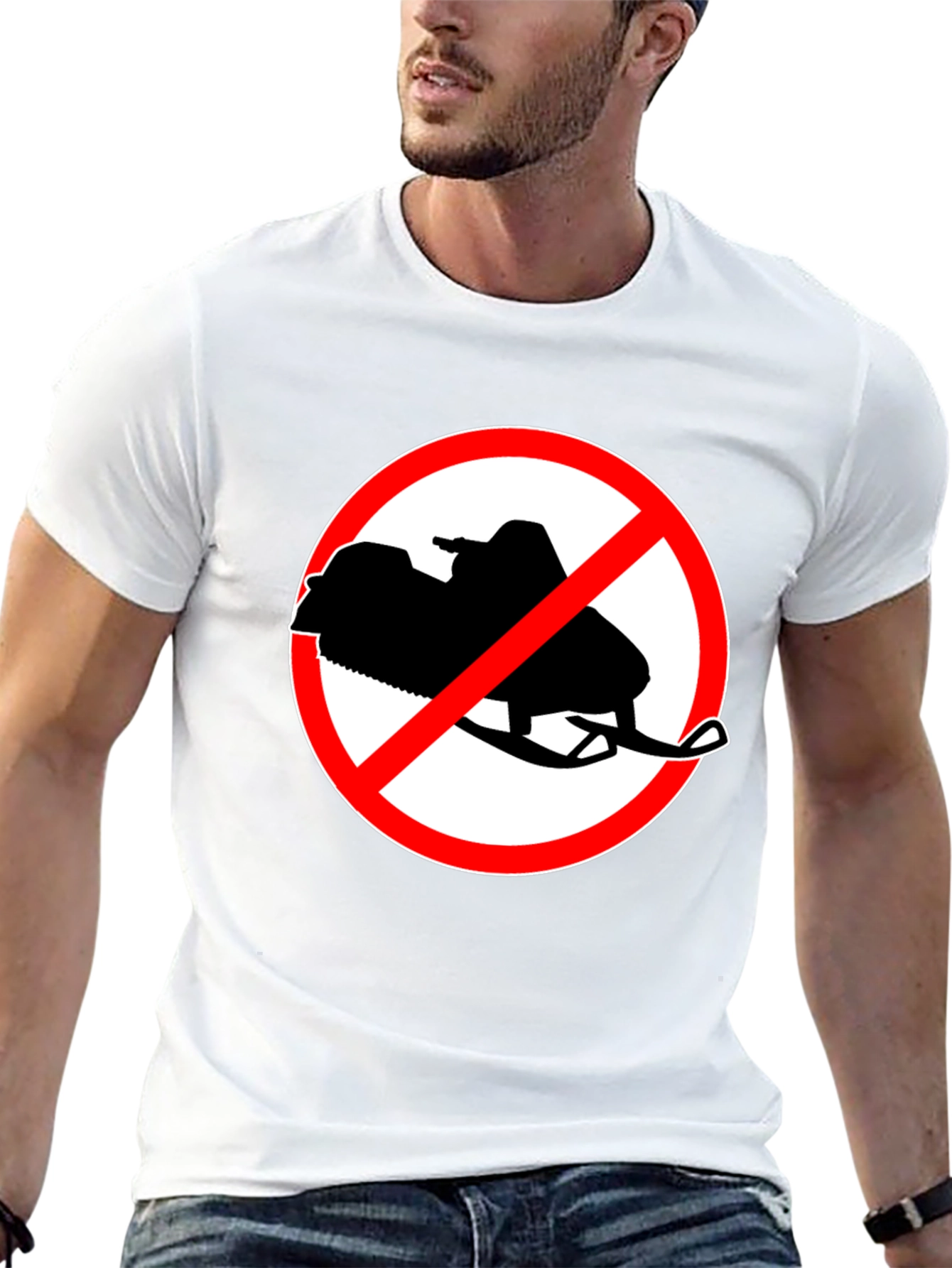 No Snowmobiling Black Graphic Tee
