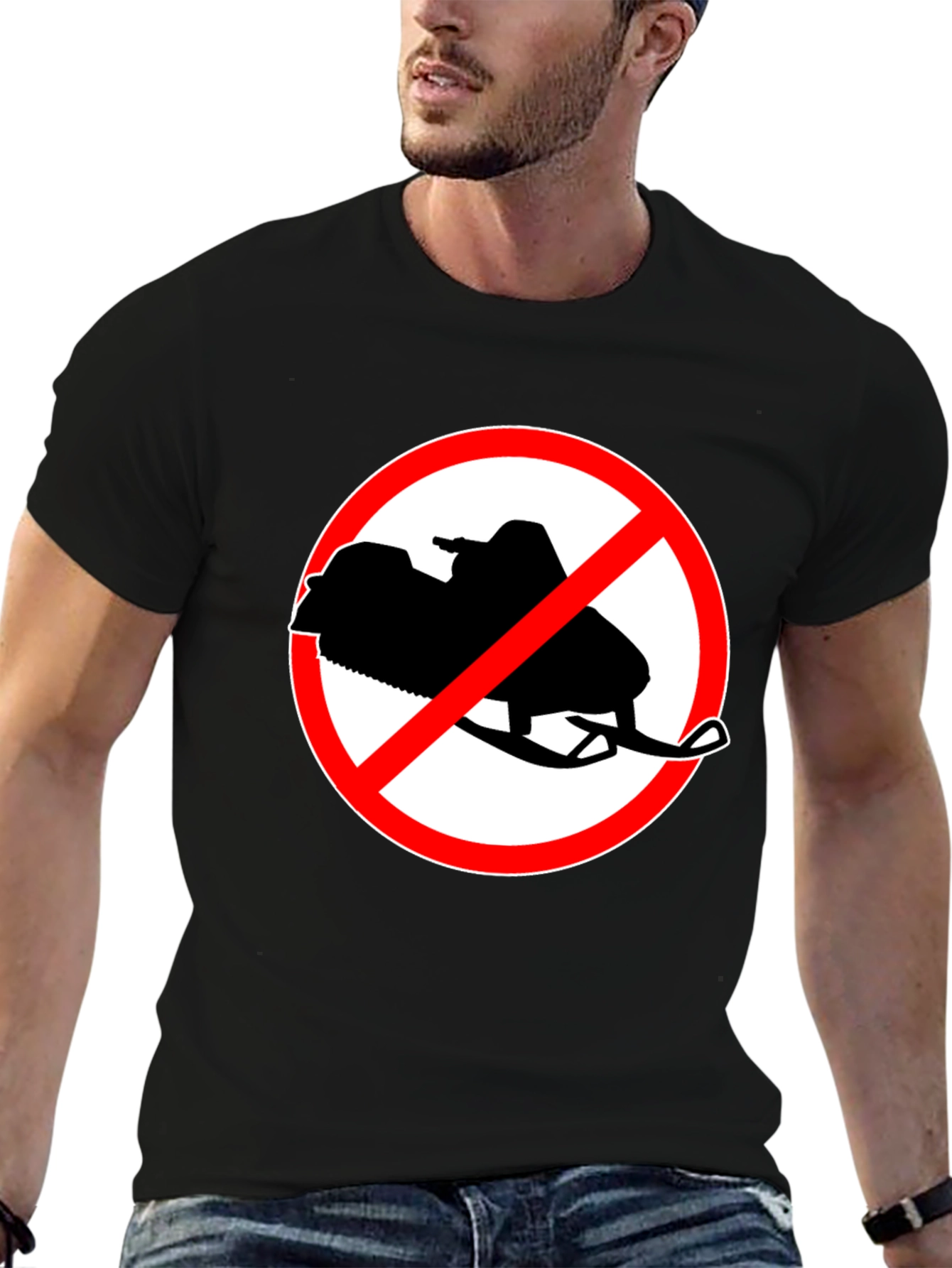 No Snowmobiling Black Graphic Tee