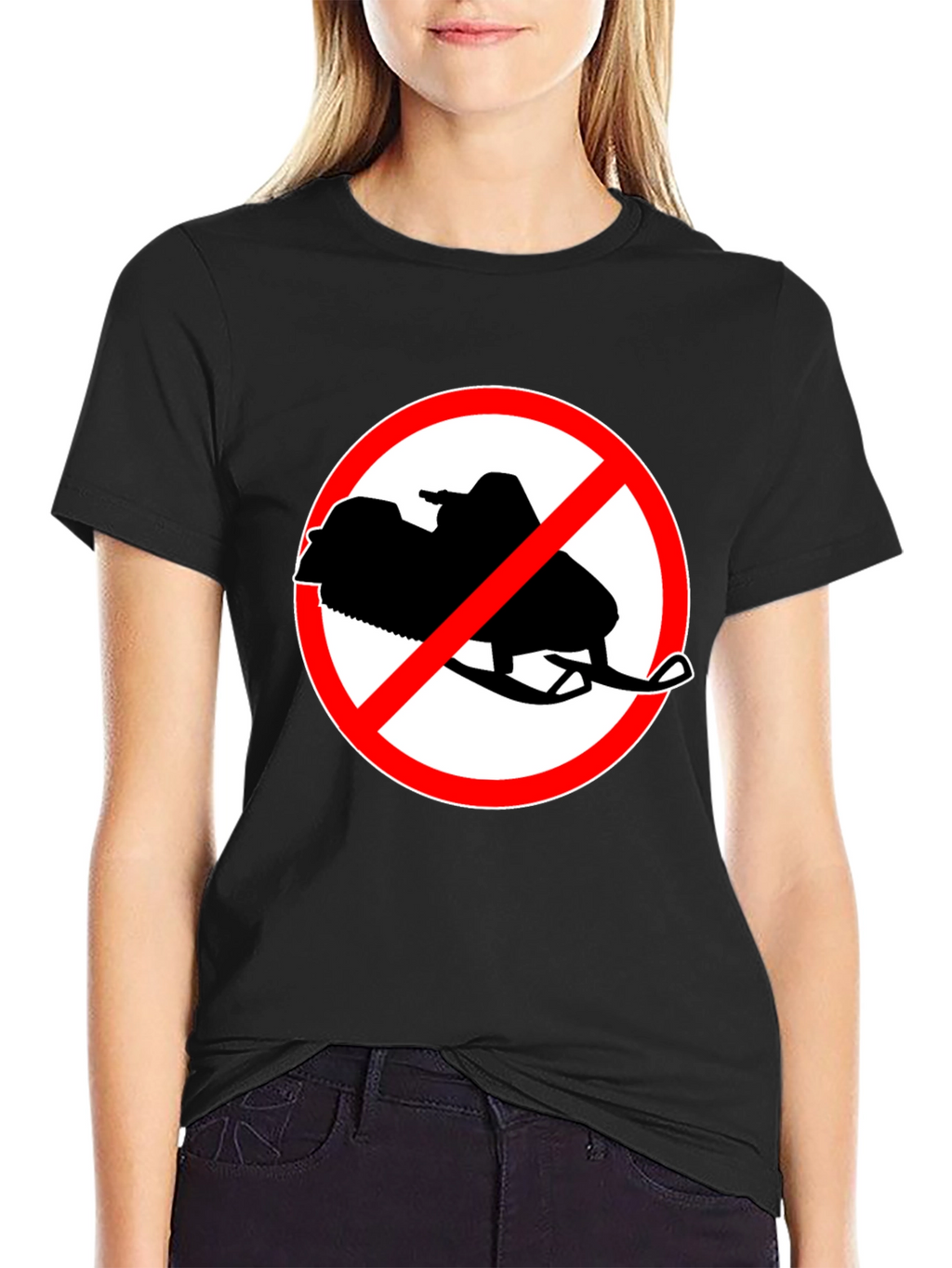 No Snowmobiling Black Graphic Tee
