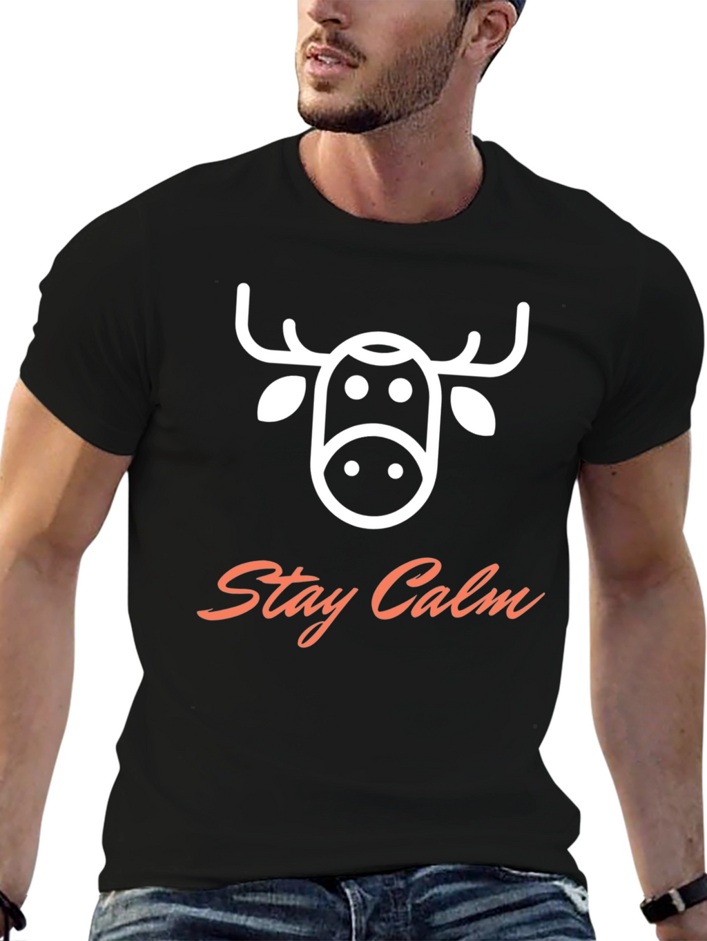 Stay Calm Moose Graphic T-Shirt