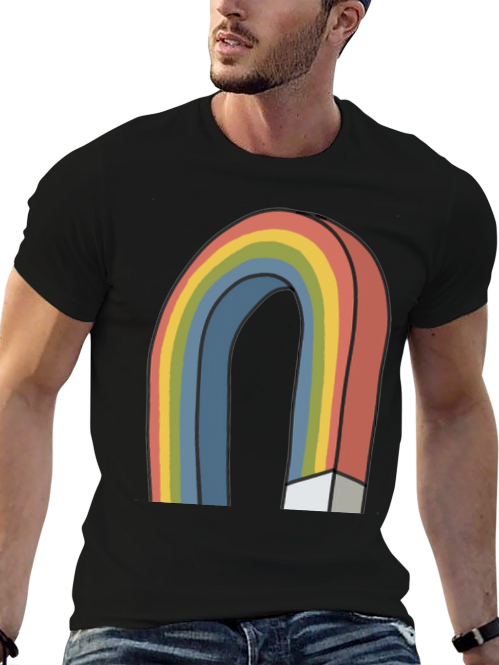 Retro Rainbow Graphic T-Shirt