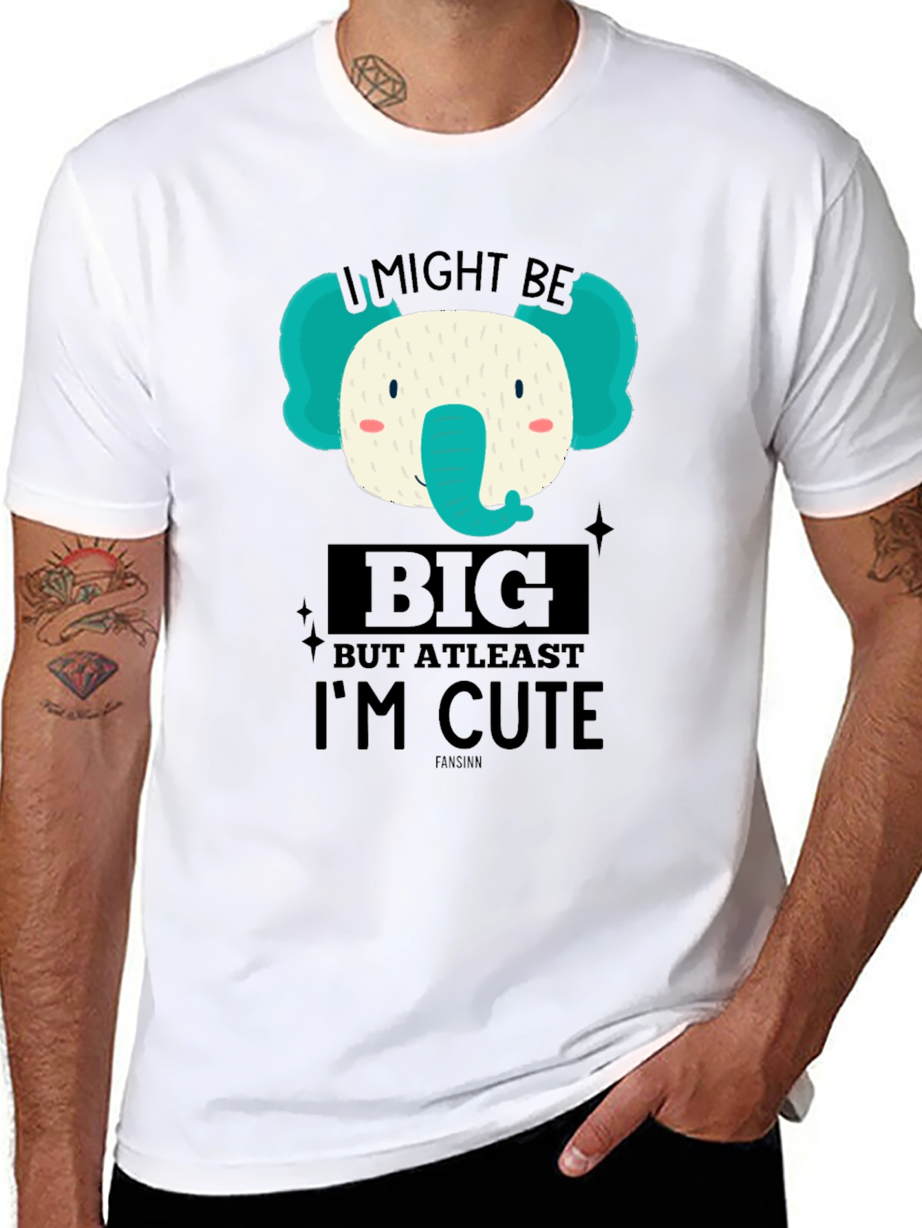 Cute Elephant Graphic T-Shirt - I Might Be Big But Im Cute
