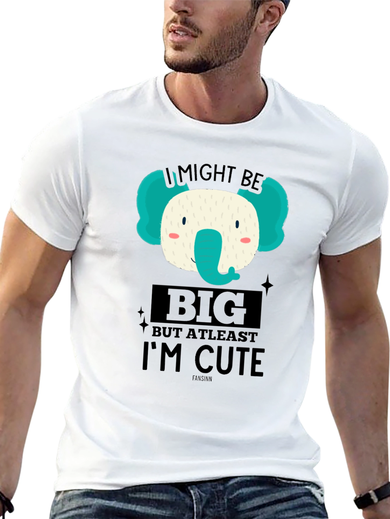Cute Elephant Graphic T-Shirt - I Might Be Big But Im Cute